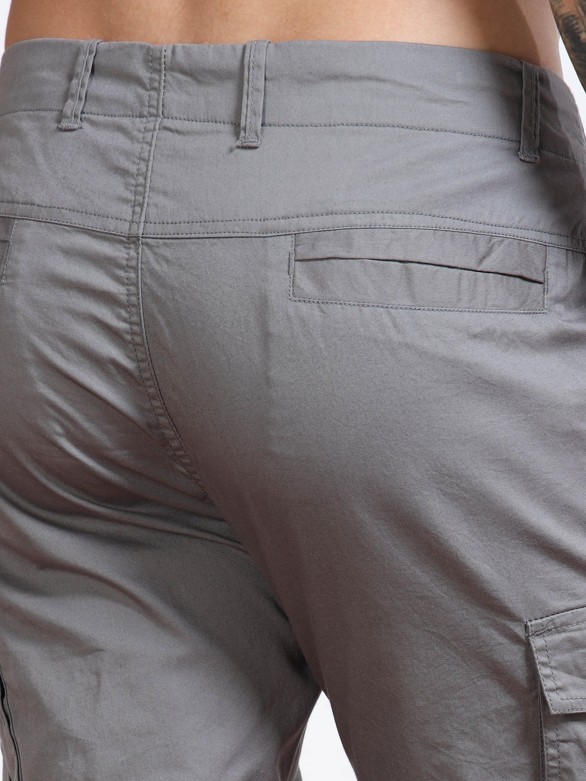 Men’s Slim Fit Grey Cargo Pants by Black Thread