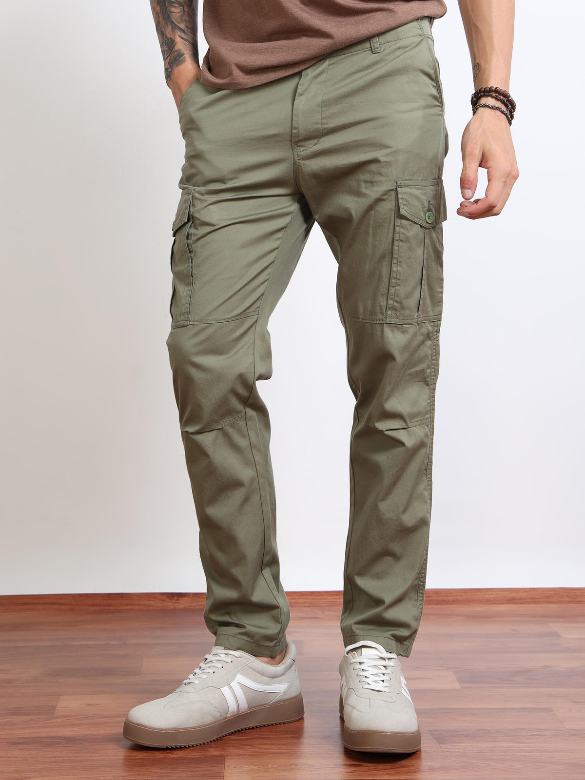 Men’s Olive Green Cargo Pants by Black Thread