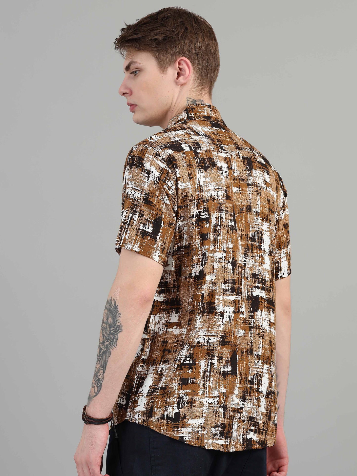 Box Hatches mustard print shirt for men