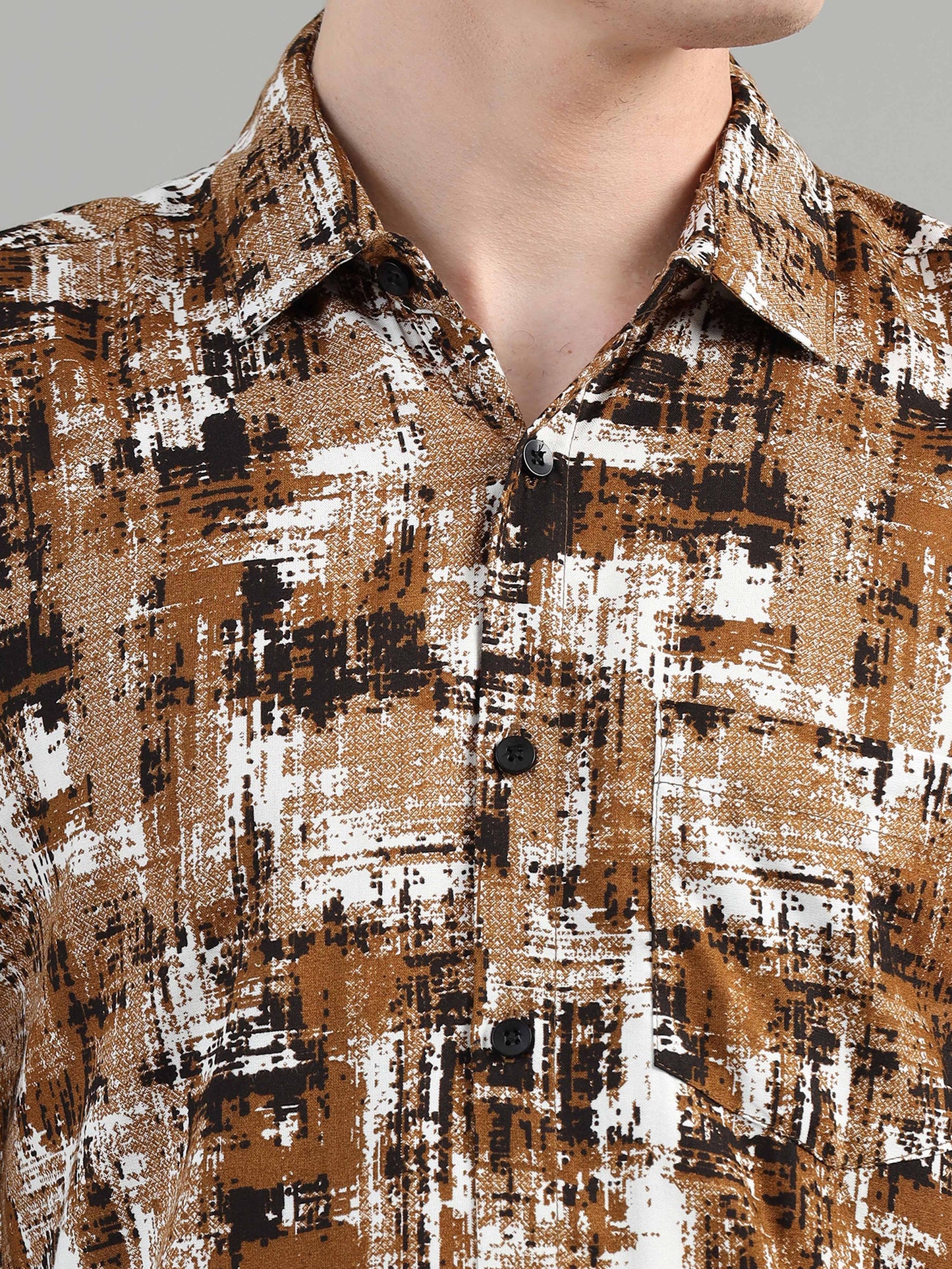 Box Hatches mustard print shirt for men