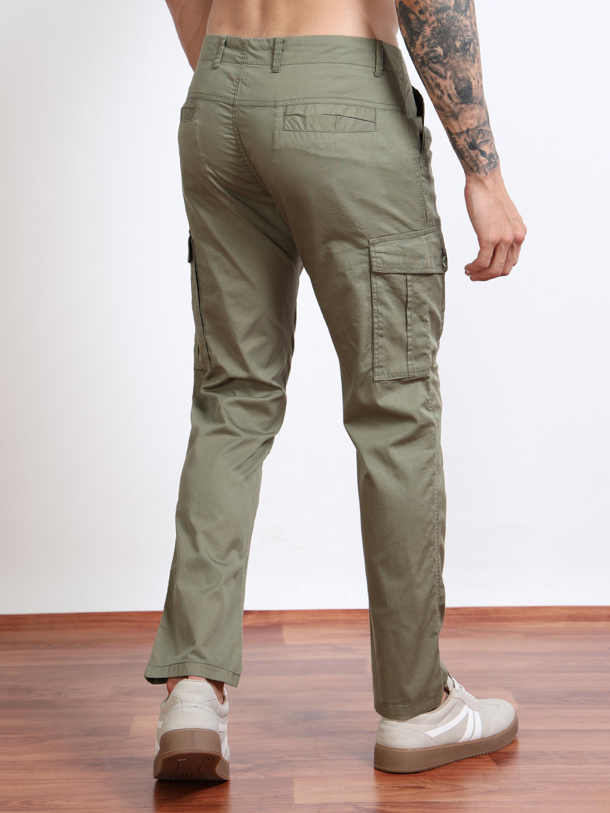 Men’s Olive Green Cargo Pants by Black Thread