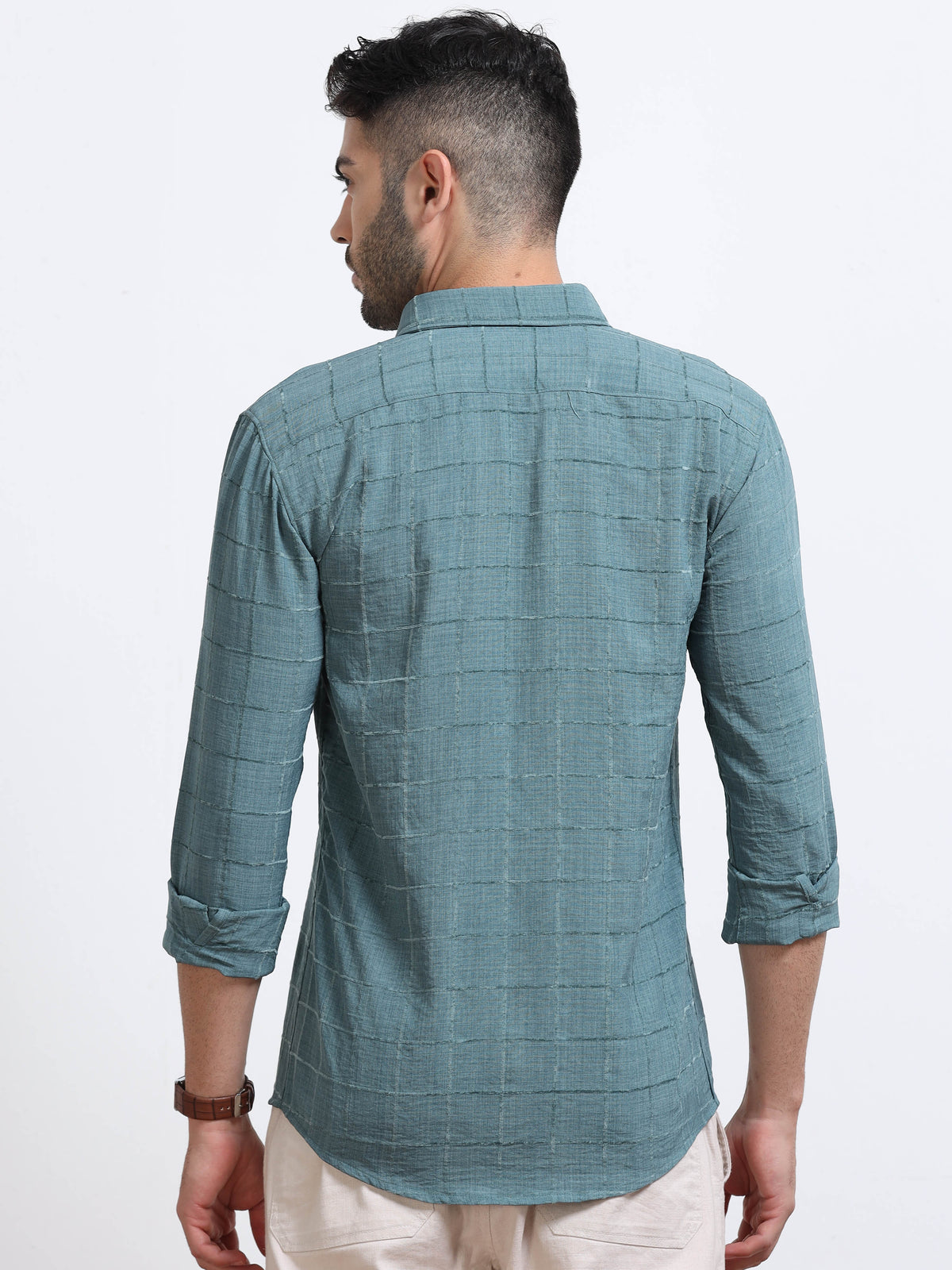 Blue Men's Cotton Checks Design Casual Shirt - Premium Comfort Fit