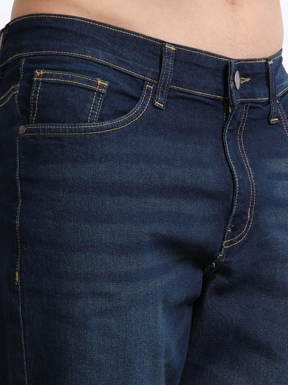 Men’s Dark Wash Straight Fit Jeans by Black Thread