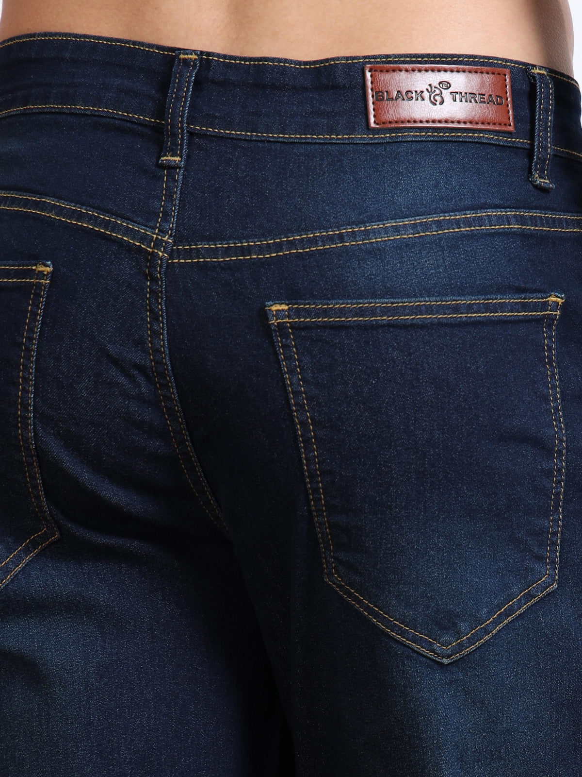 Men’s Dark Wash Straight Fit Jeans by Black Thread
