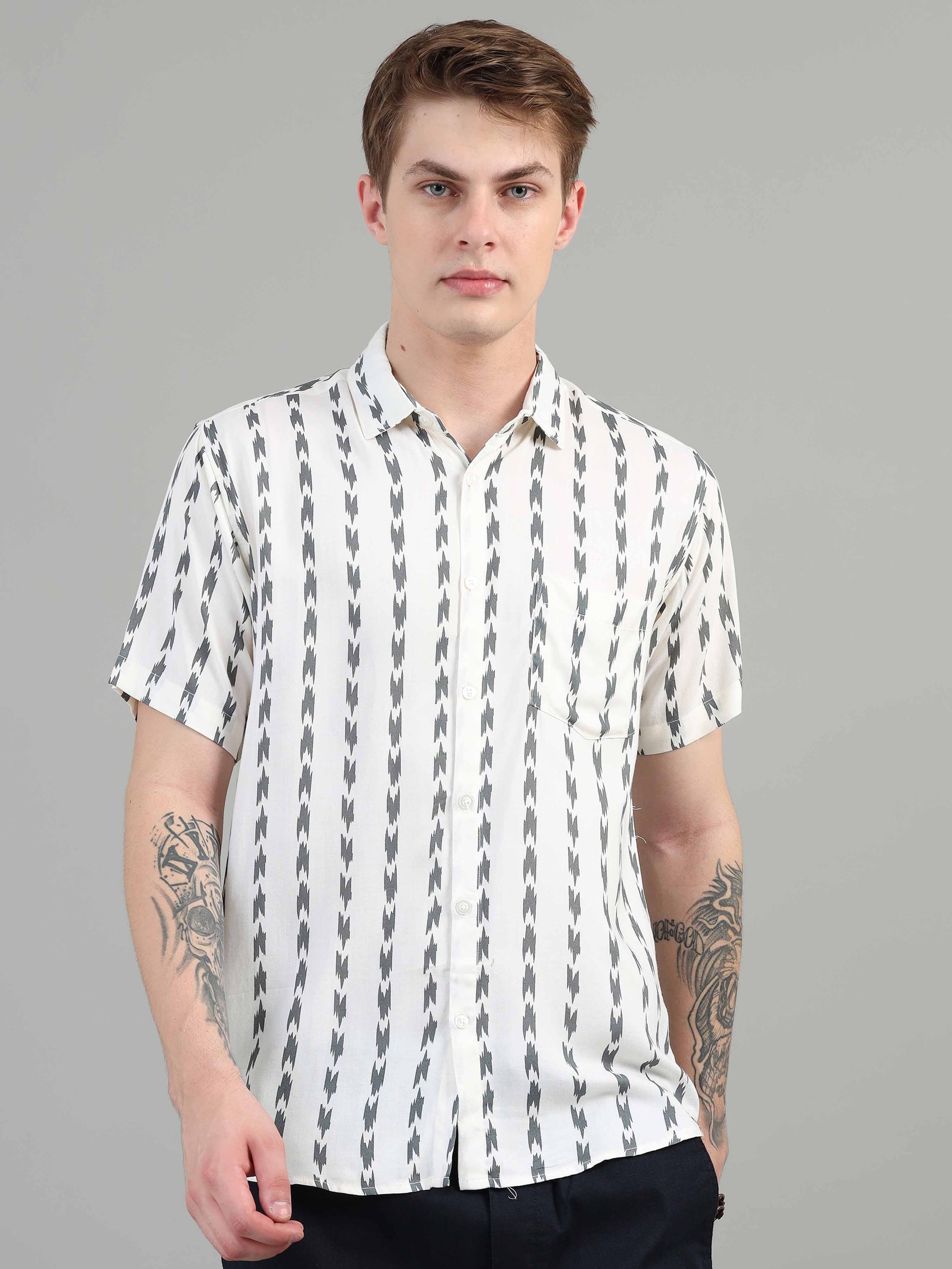 Arrow Printed Off white printed shirt for men