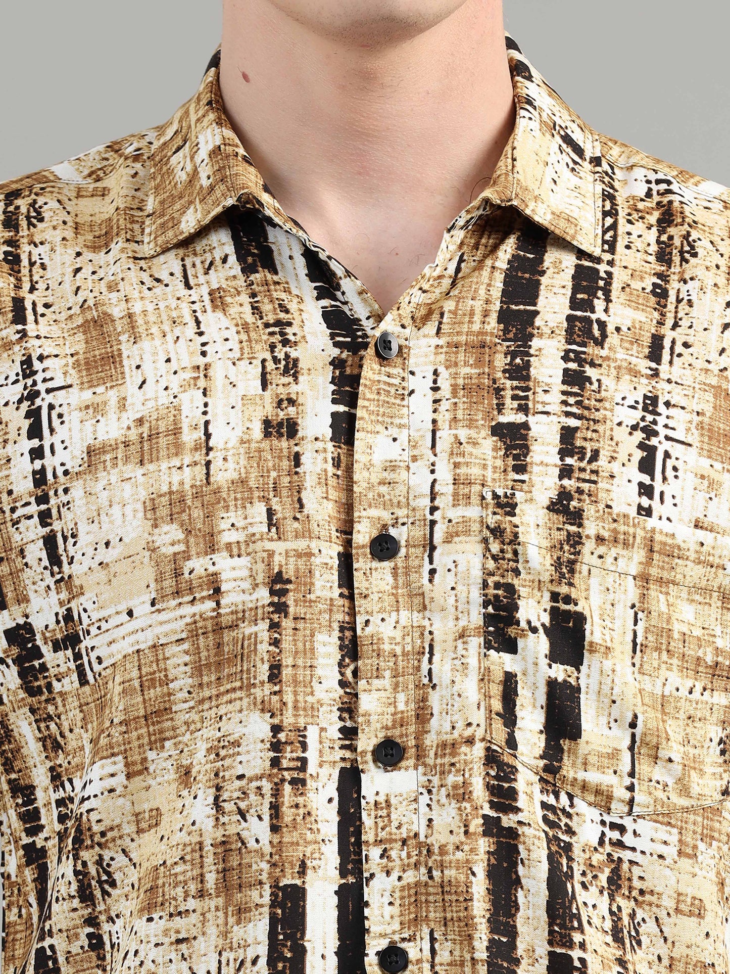 Mustard Hatched line shirt for men