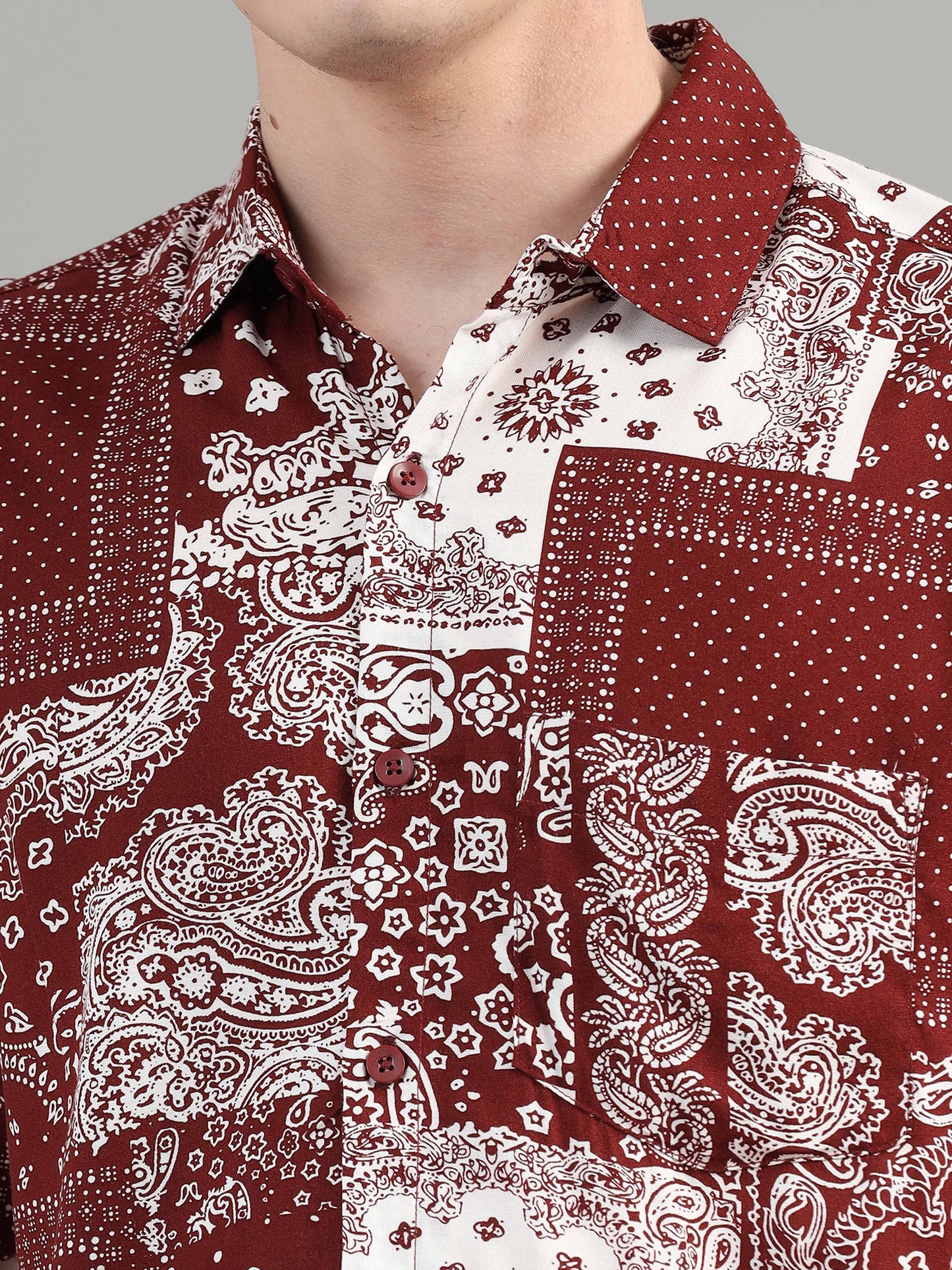 Brick Box Pattern half sleeves printed shirt men