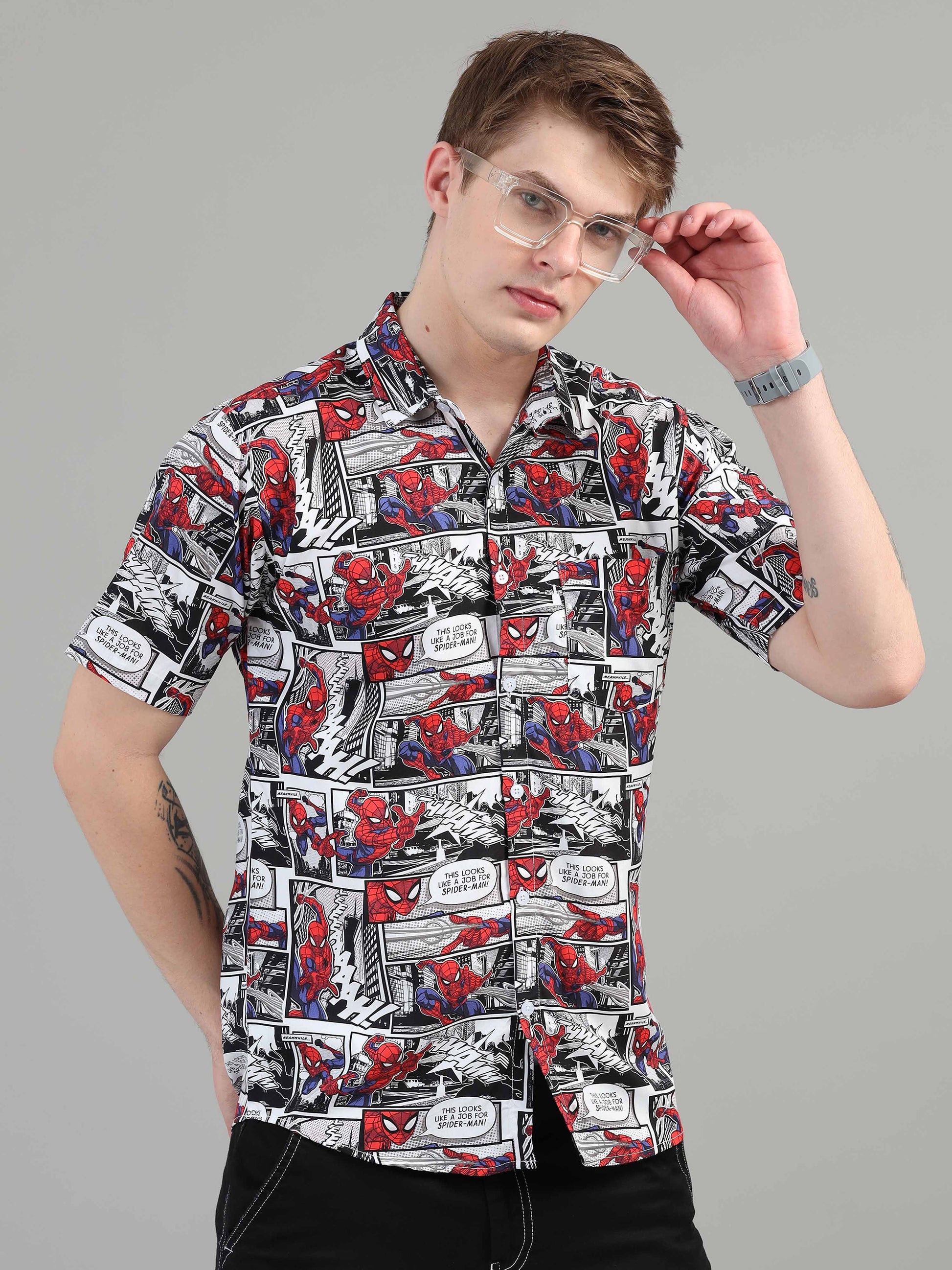 Spiderman Printed rayon shirts for men