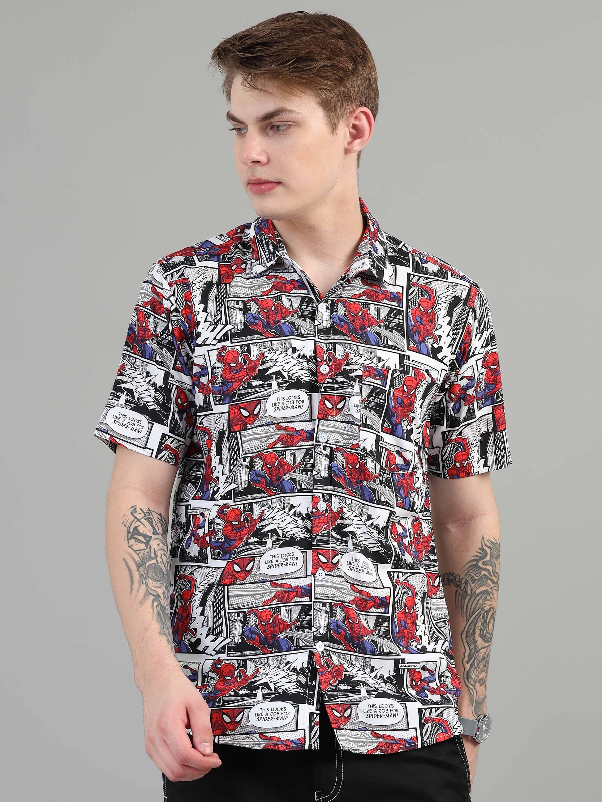 Spiderman Printed rayon shirts for men