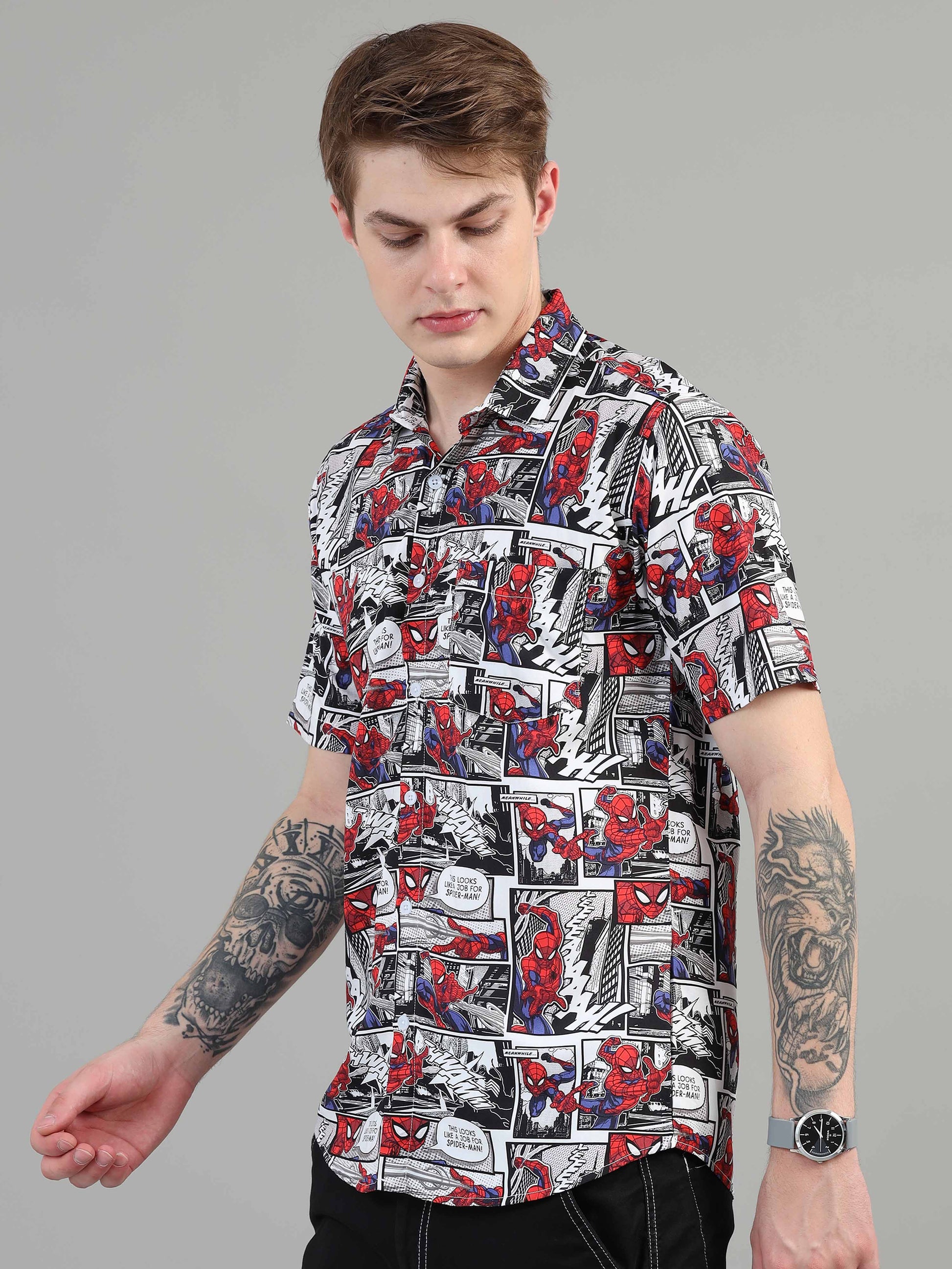 Spiderman Printed rayon shirts for men