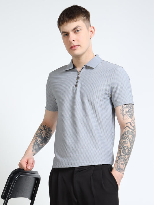 Men’s Textured Quarter-Zip Polo by Black Thread