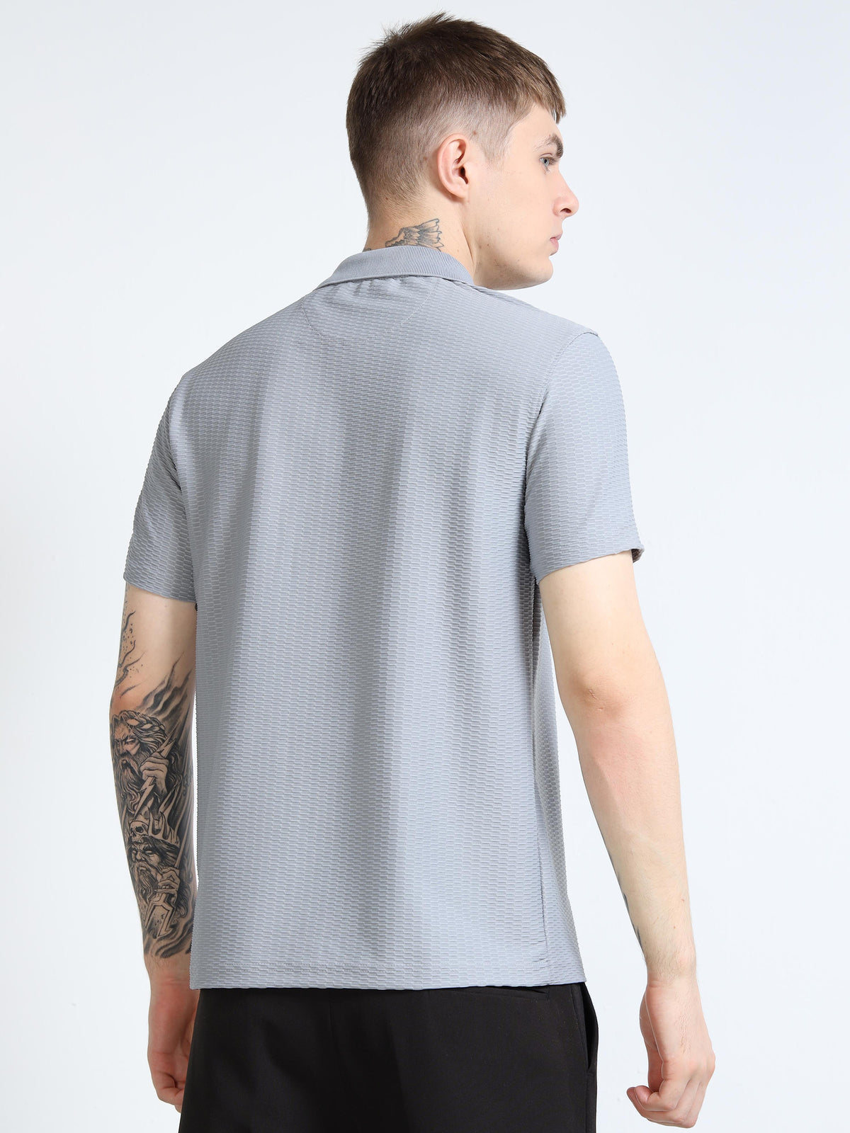Men’s Textured Quarter-Zip Polo by Black Thread