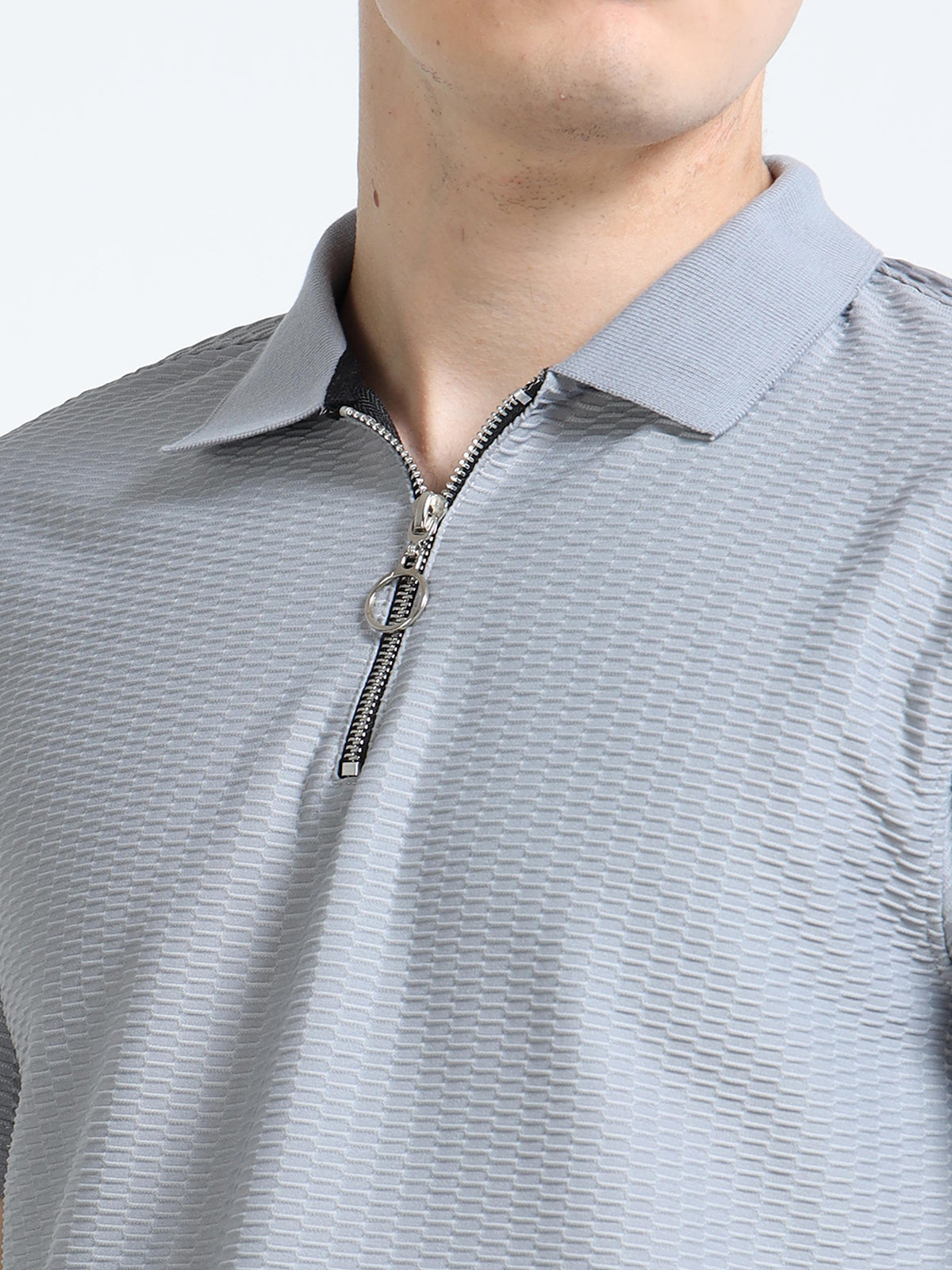 Men’s Textured Quarter-Zip Polo by Black Thread