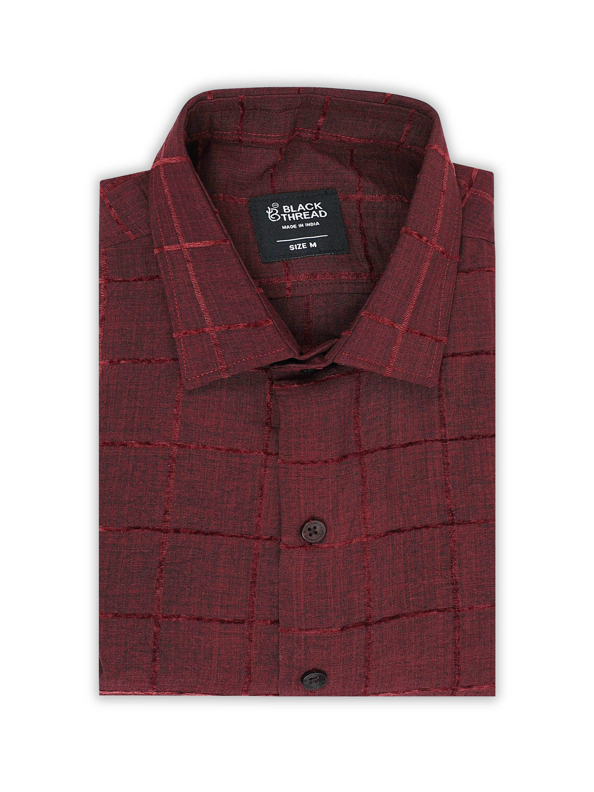 Maroon Men's Cotton Checks Design Casual Shirt - Premium Comfort Fit