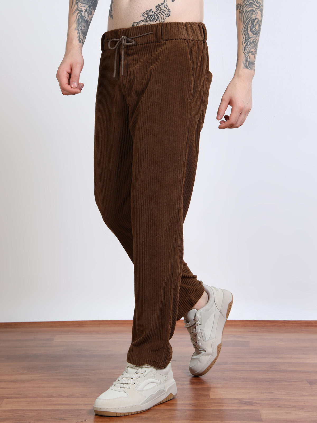 Men’s Corduroy Drawstring Lounge Trousers by Black Thread
