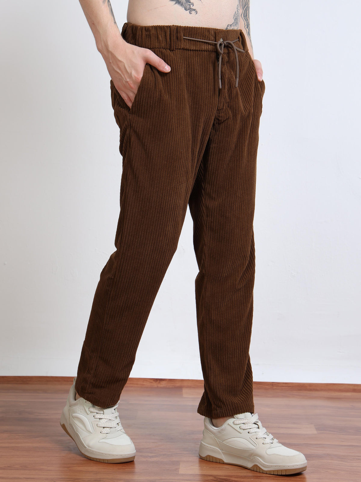 Men’s Corduroy Drawstring Lounge Trousers by Black Thread