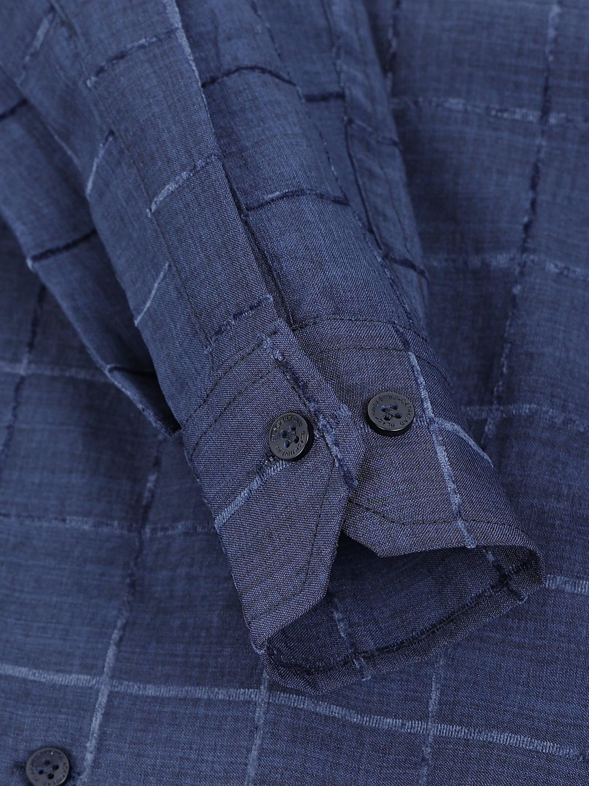 Navy Blue Men's Cotton Checks Design Casual Shirt - Premium Comfort Fit