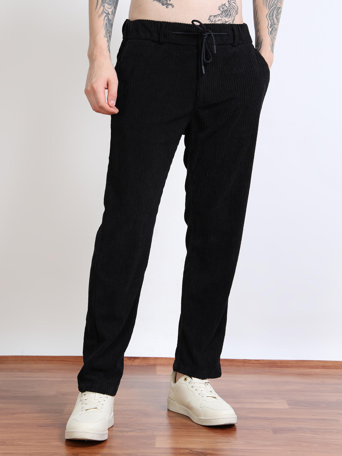 Men’s Corduroy Drawstring Lounge Trousers by Black Thread