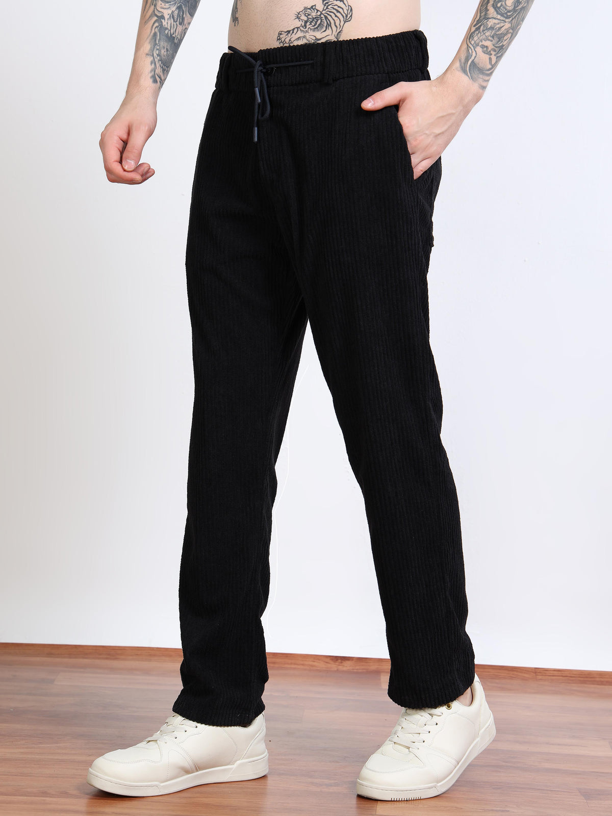 Men’s Corduroy Drawstring Lounge Trousers by Black Thread