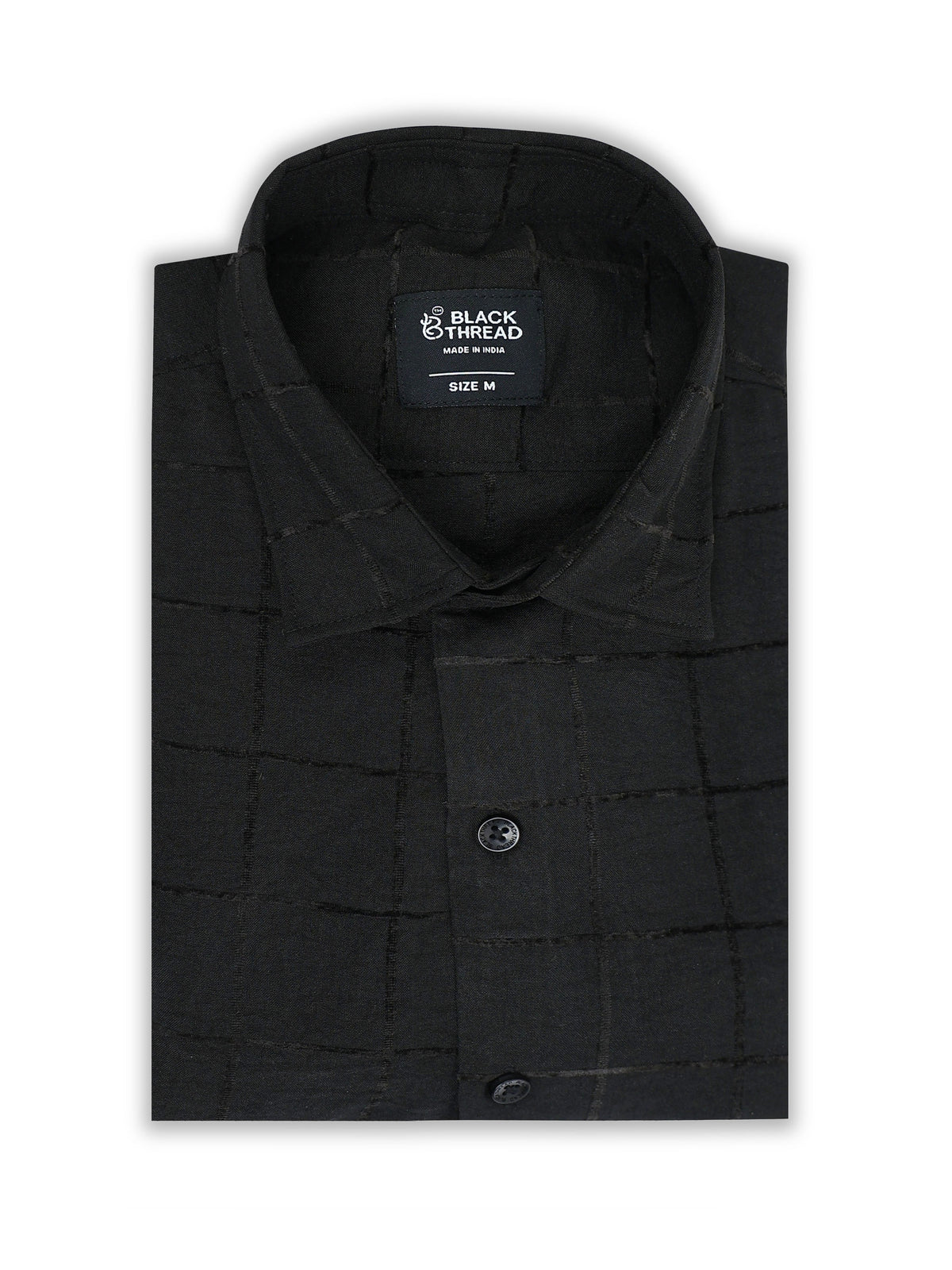 Black Men's Cotton Checks Design Casual Shirt - Premium Comfort Fit