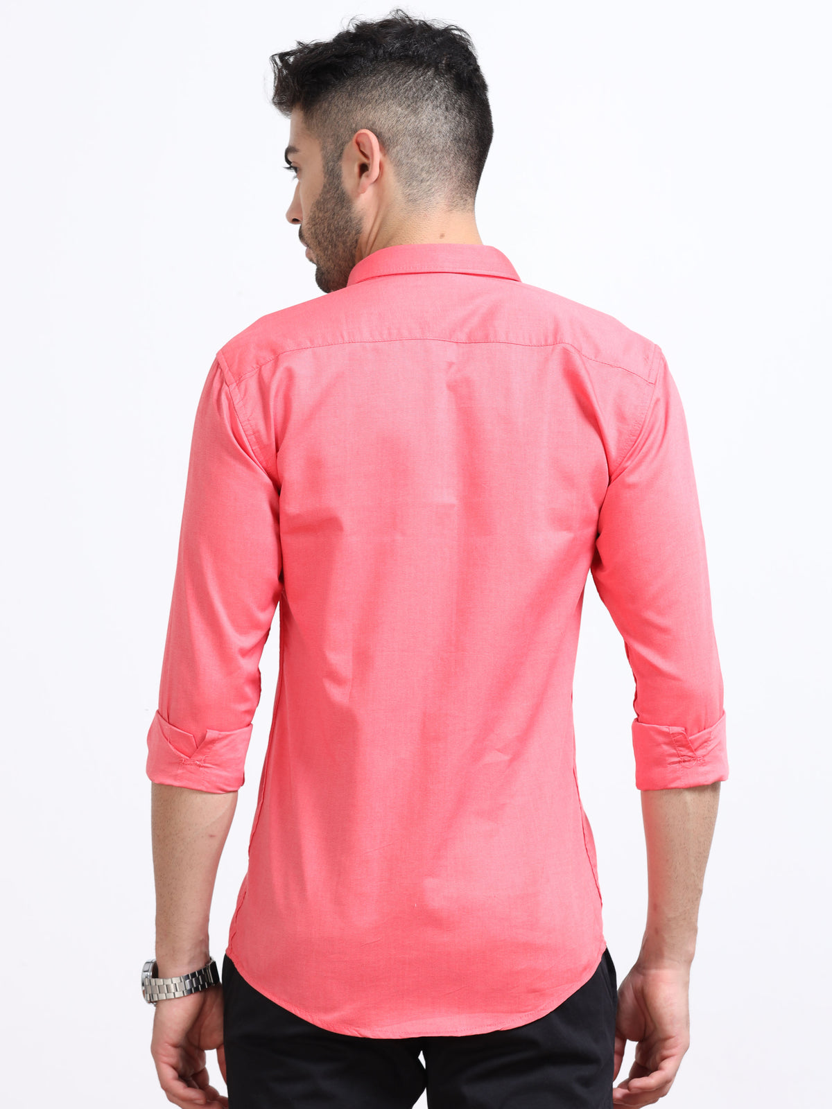 Pink Men's Cotton Plain Casual Shirt - Premium Comfort Fit