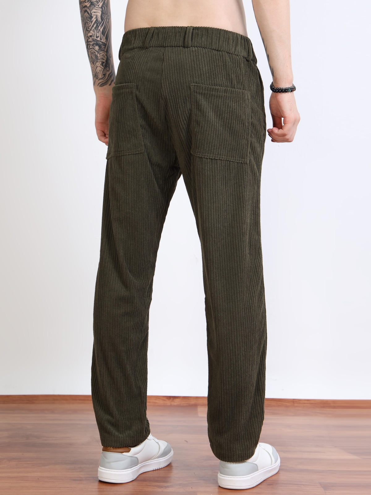 Men’s Corduroy Drawstring Lounge Trousers by Black Thread