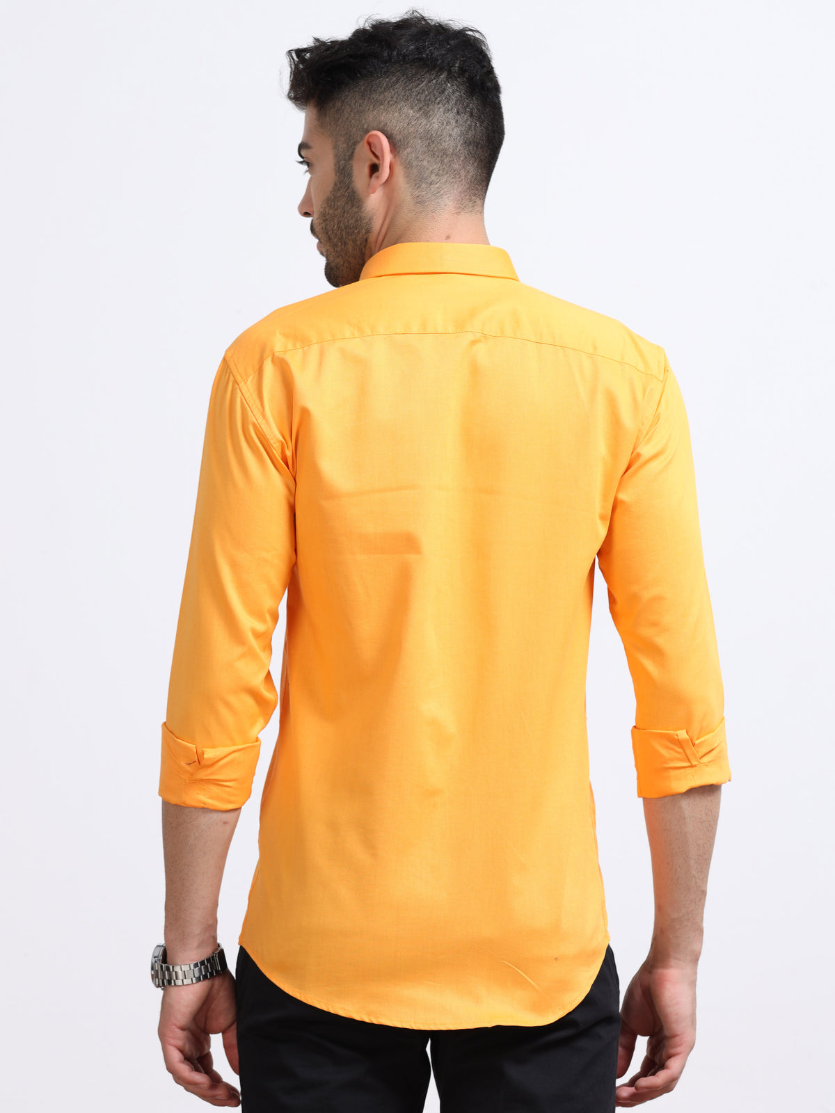 Mustard Yellow Men's Cotton Plain Casual Shirt - Premium Comfort Fit