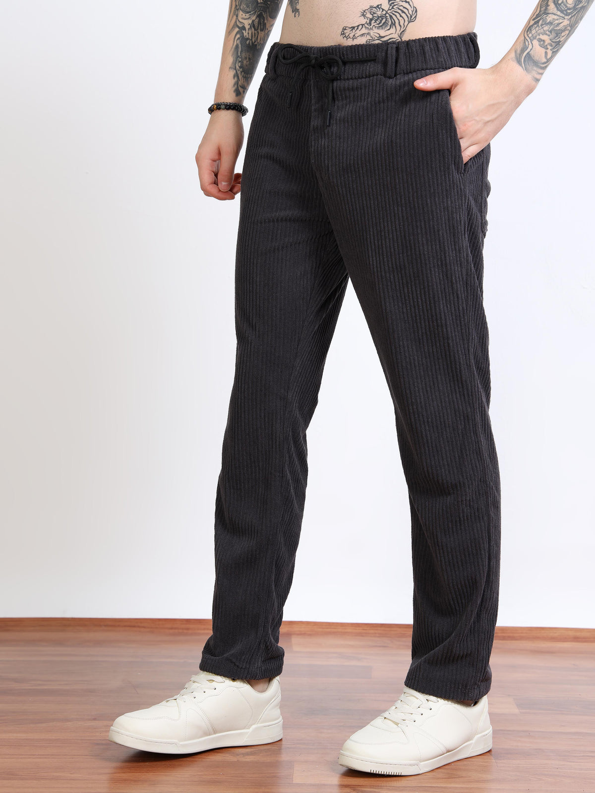Men’s Corduroy Drawstring Lounge Trousers by Black Thread