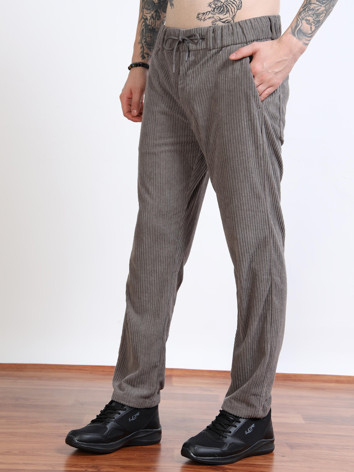 Men’s Corduroy Drawstring Lounge Trousers by Black Thread