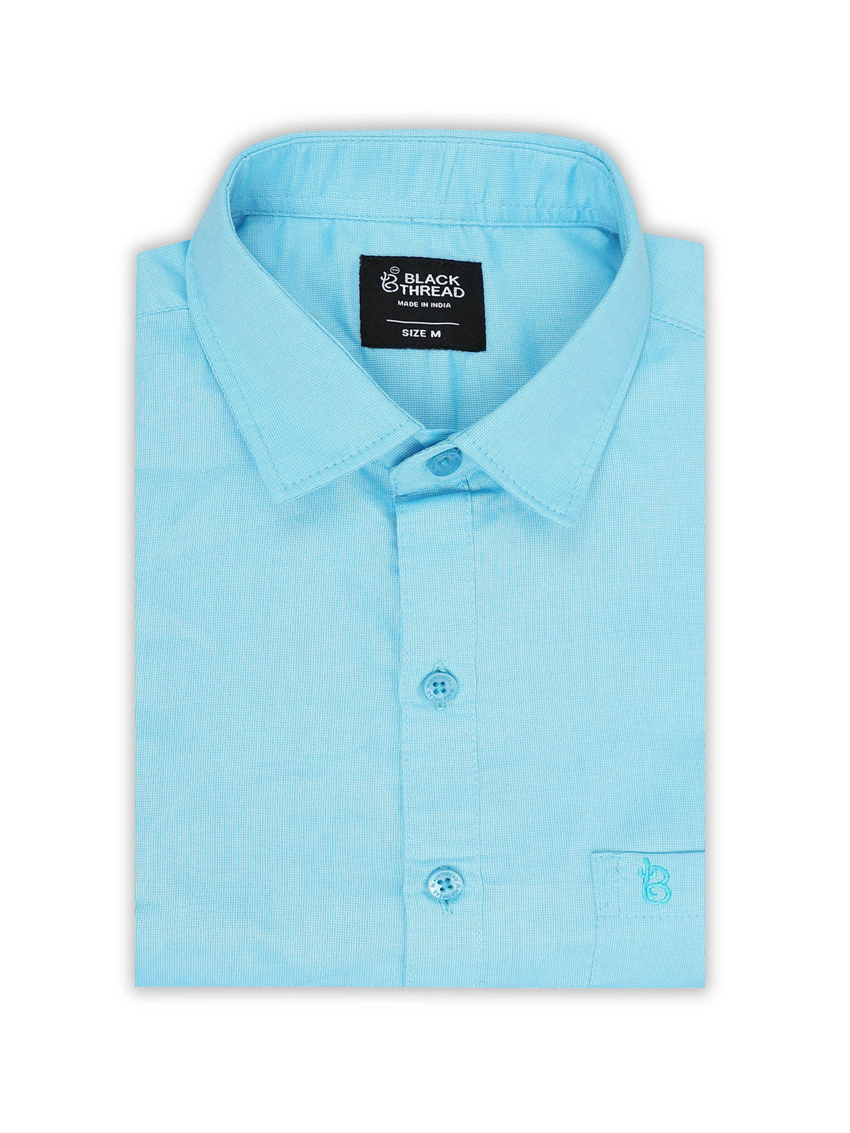 Baby Blue Men's Cotton Plain Casual Shirt - Premium Comfort Fit