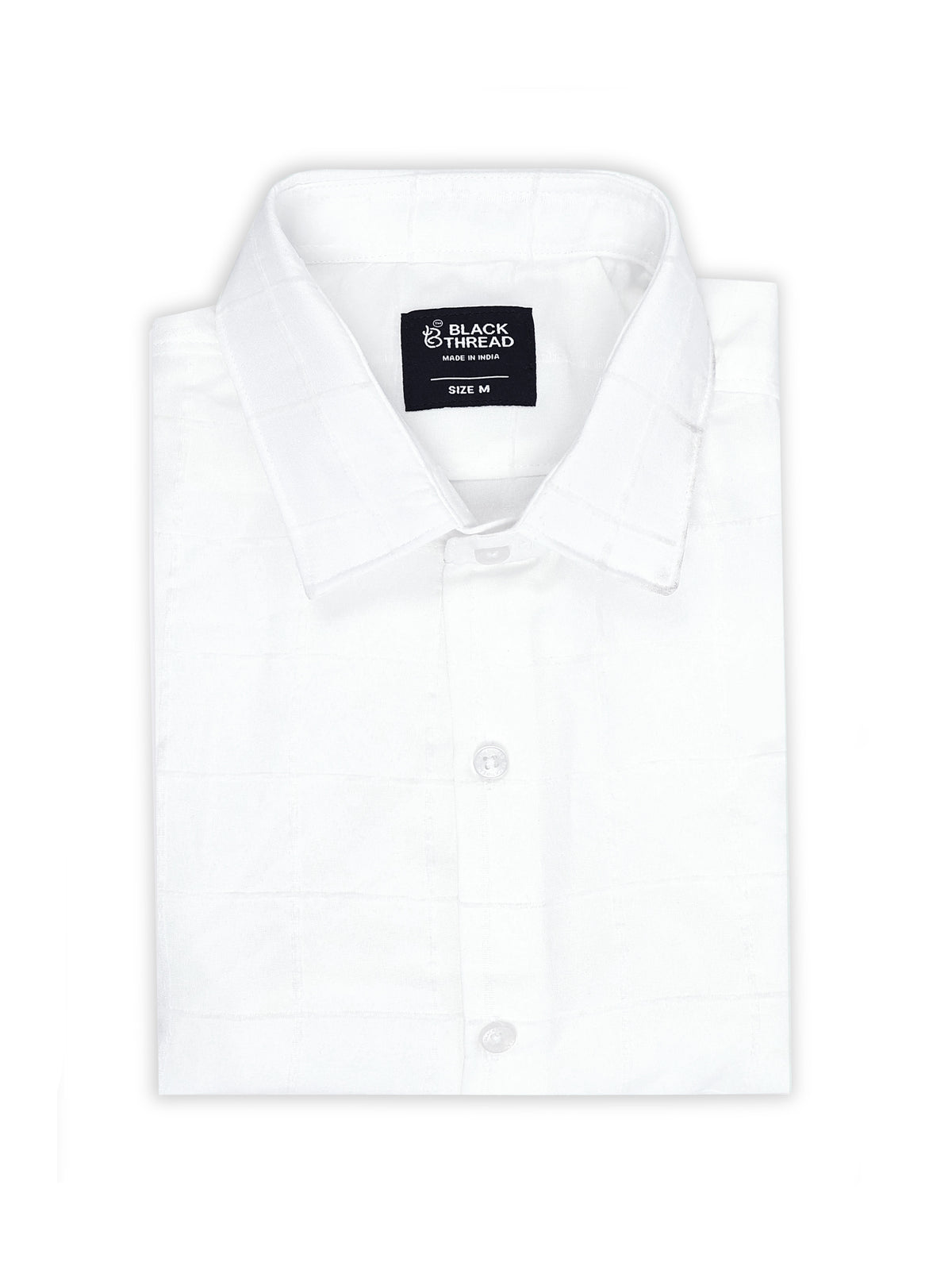 White Men's Cotton Checks Design Casual Shirt - Premium Comfort Fit