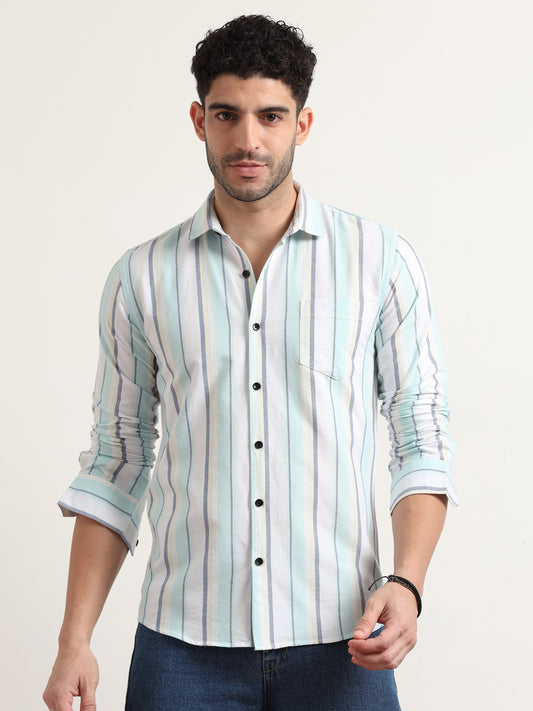 Sky Blue Stripe Shirt For Men