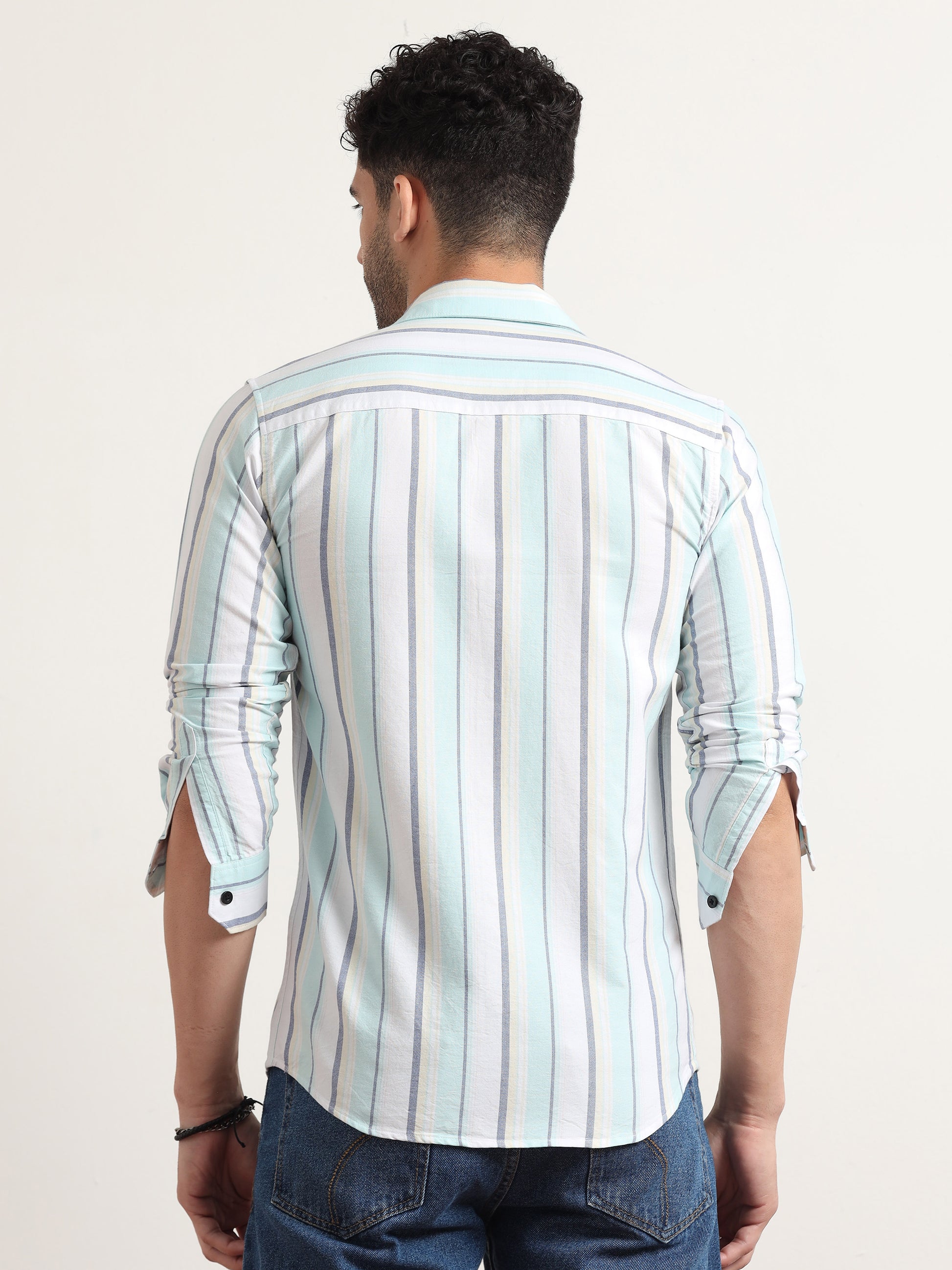 Sky Blue Stripe Shirt For Men