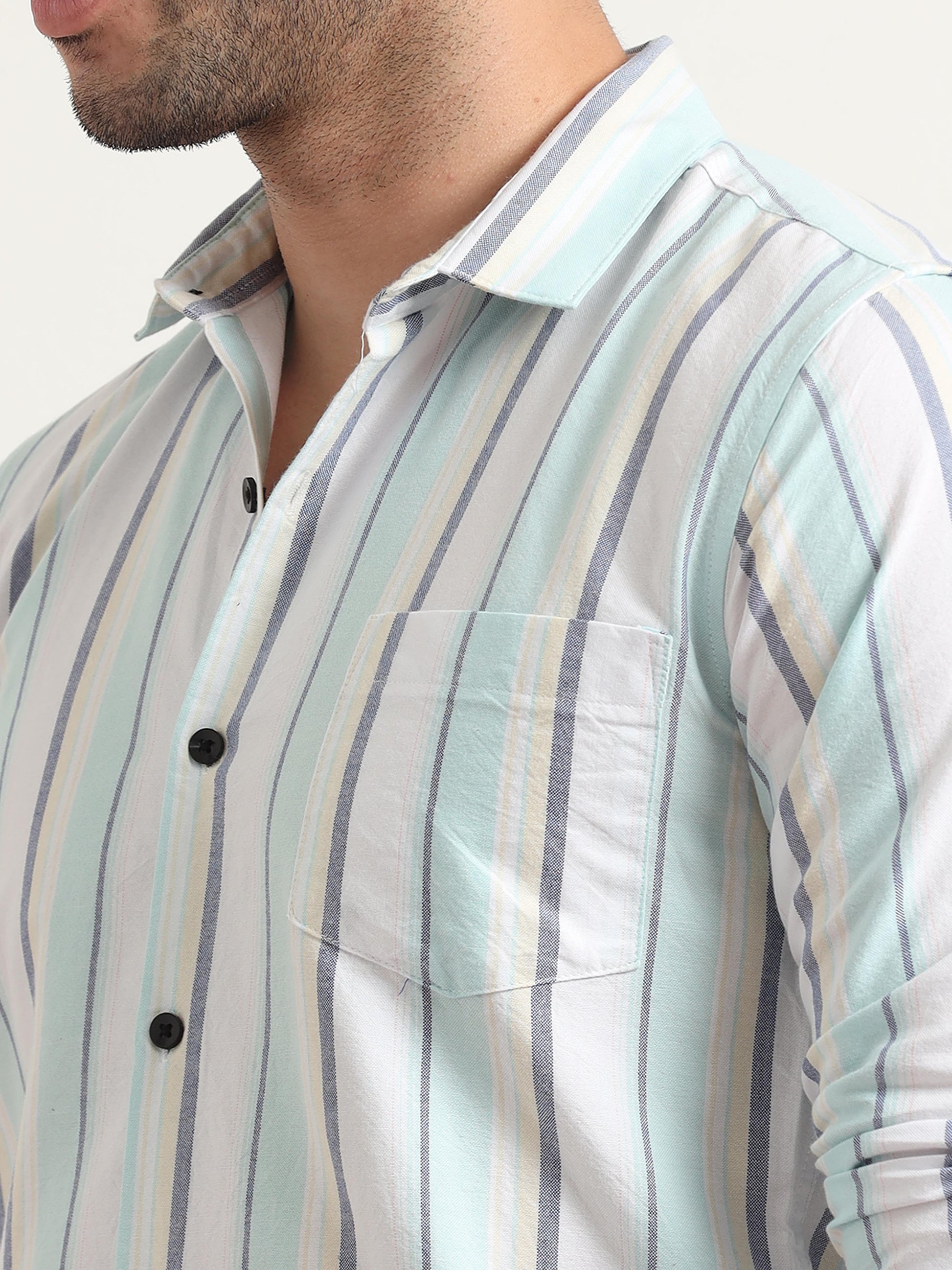 Sky Blue Stripe Shirt For Men