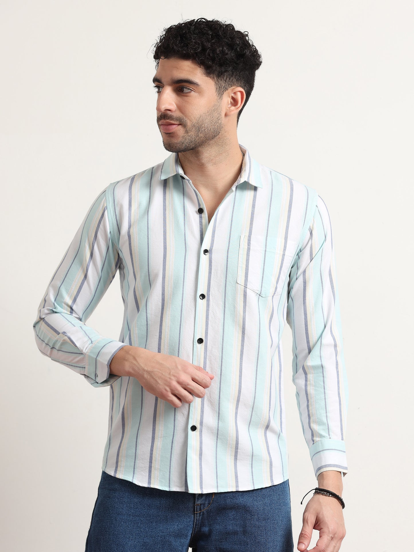 Sky Blue Stripe Shirt For Men