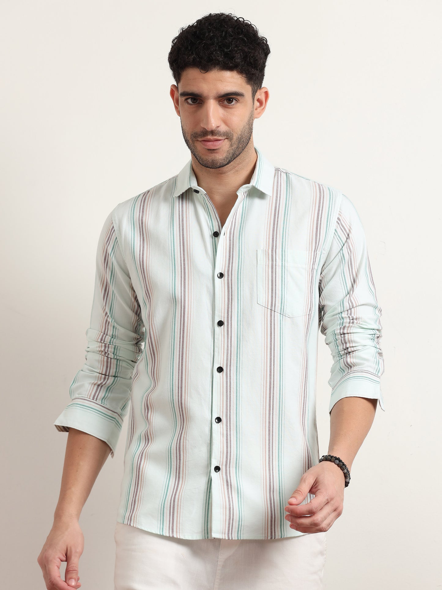 Blue And Grey Striped Shirt For Men O