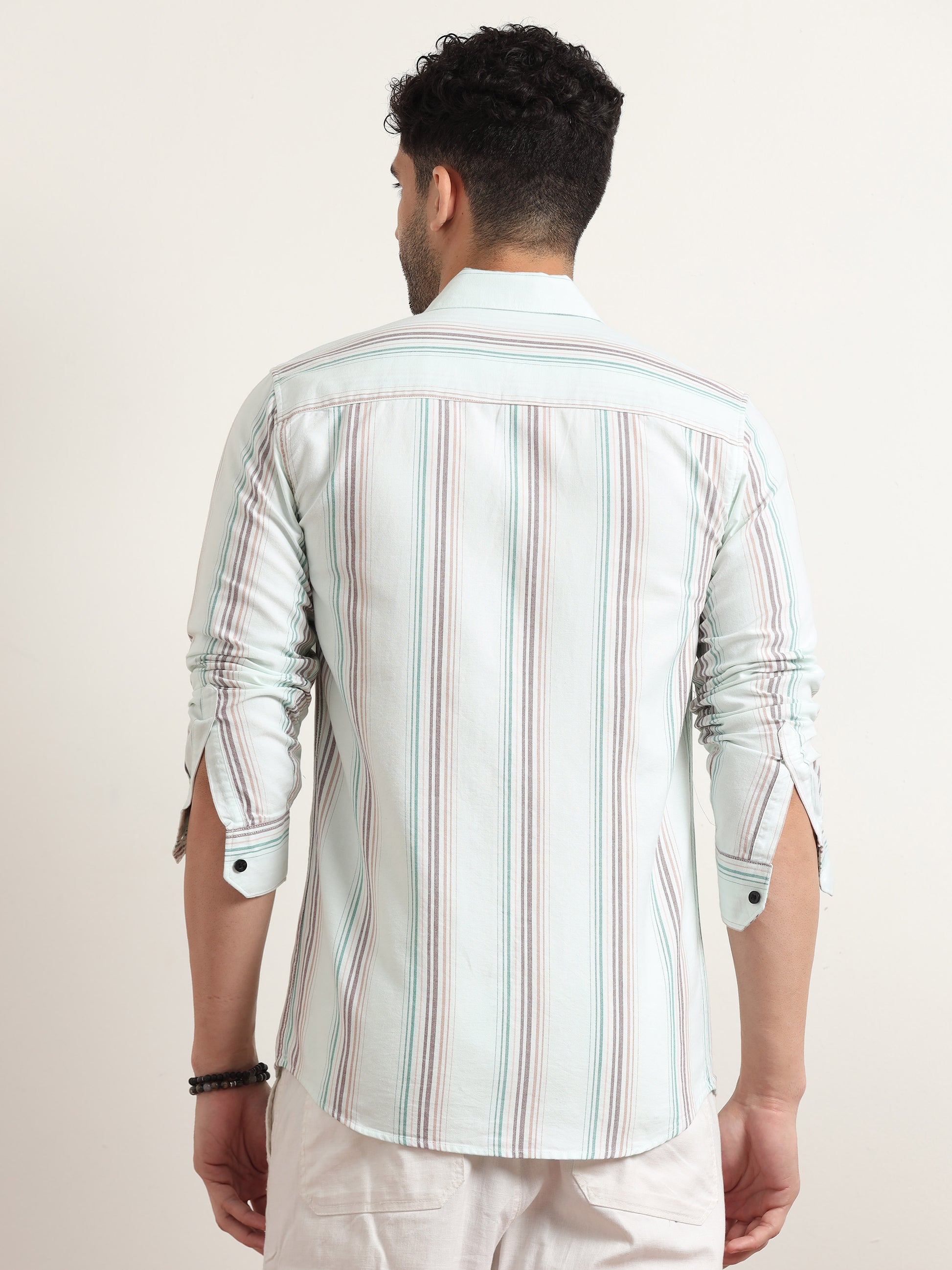 Blue And Grey Striped Shirt For Men O