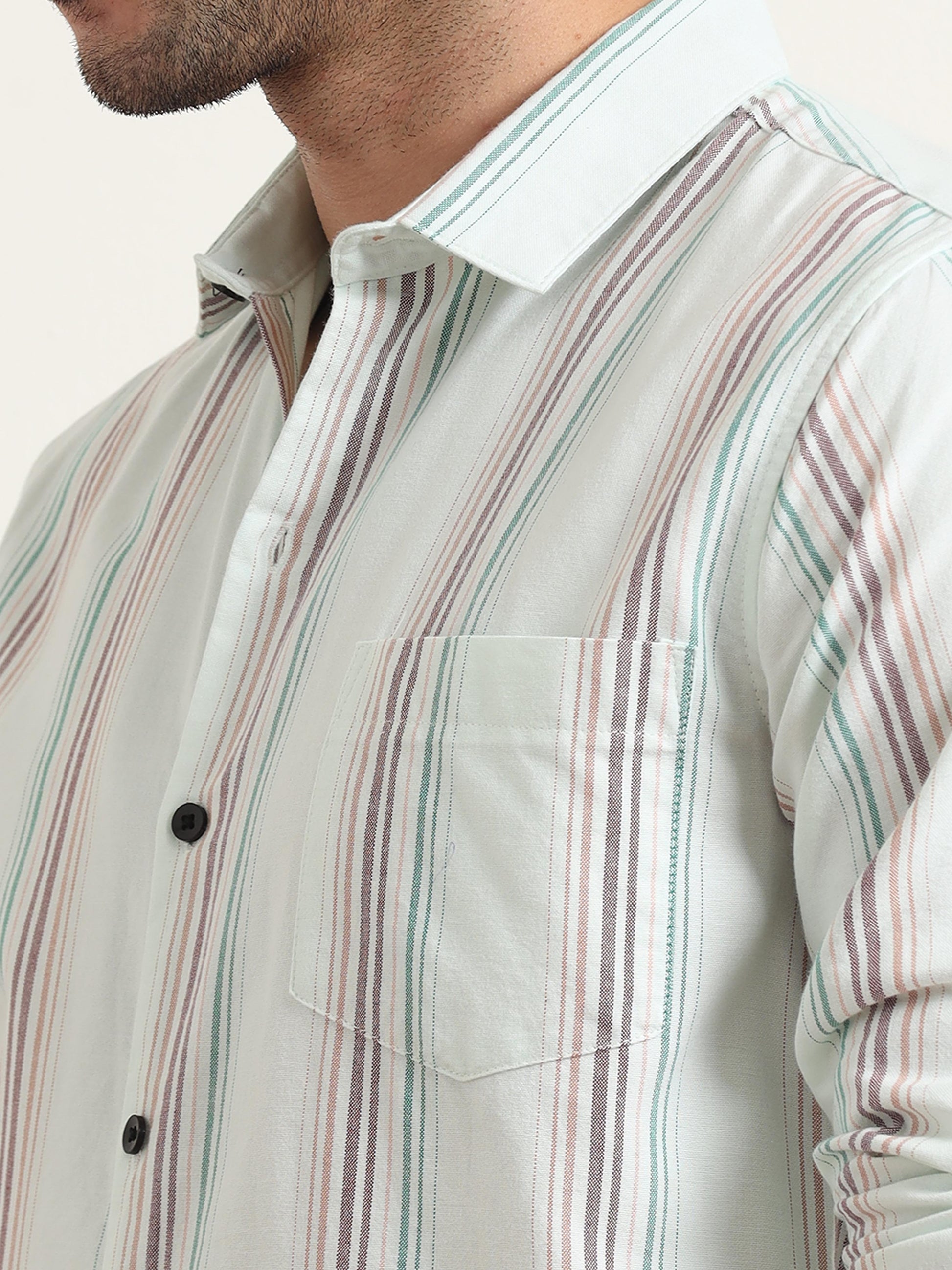 Blue And Grey Striped Shirt For Men O