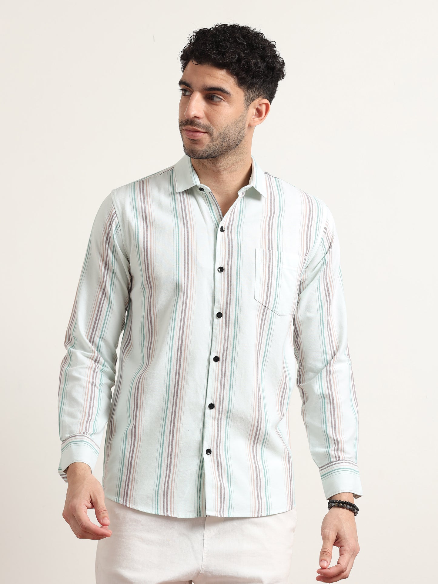 Blue And Grey Striped Shirt For Men O