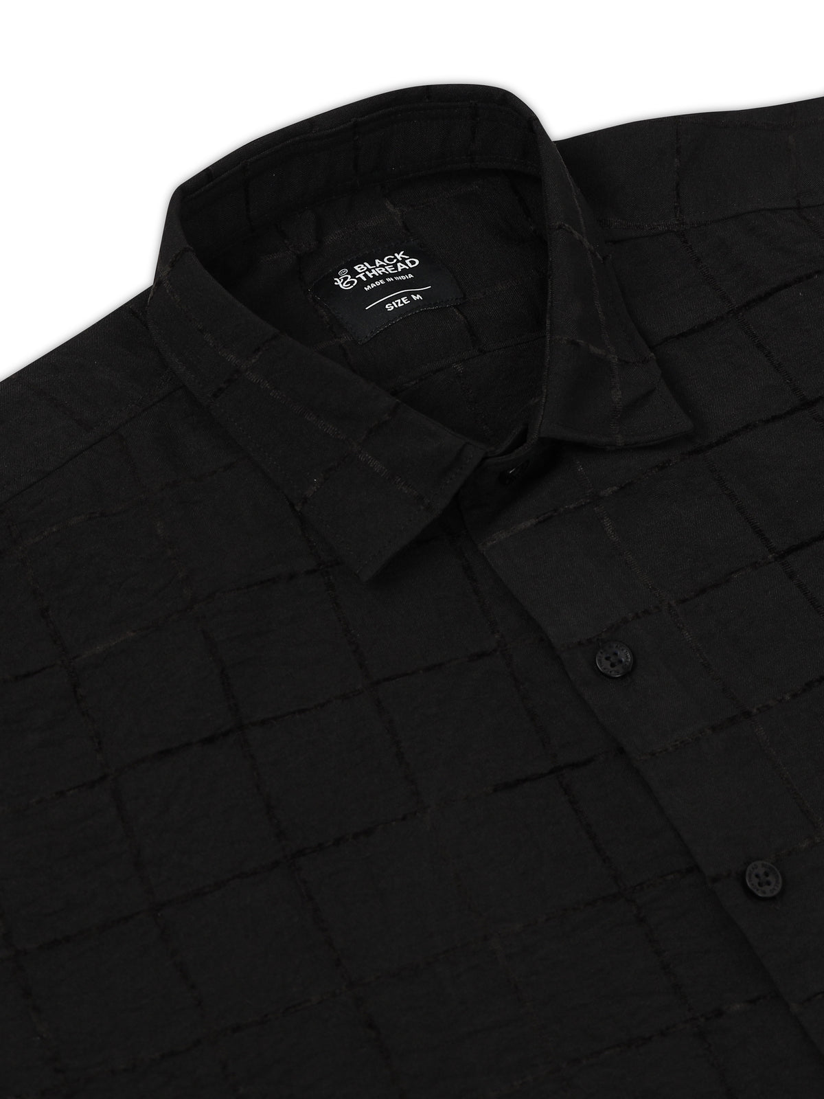 Black Men's Cotton Checks Design Casual Shirt - Premium Comfort Fit