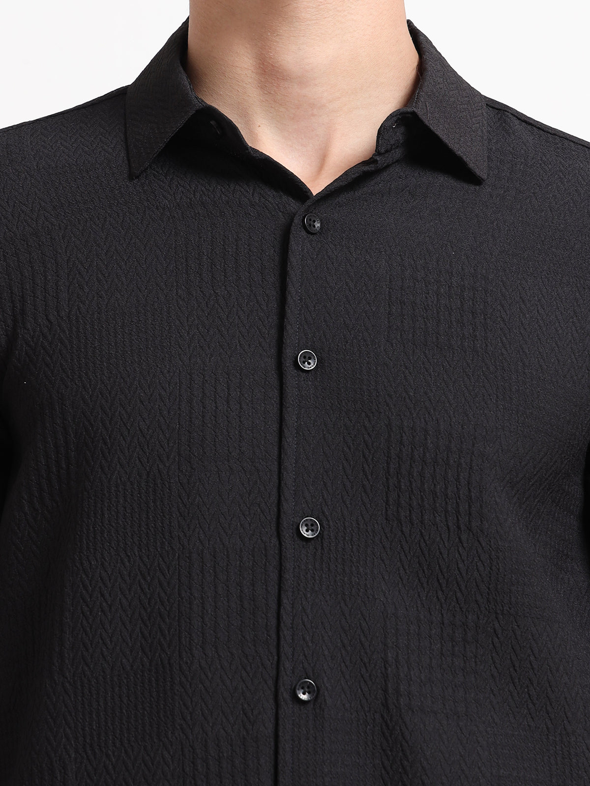 Full Sleeve Mens Black Texture Shirt