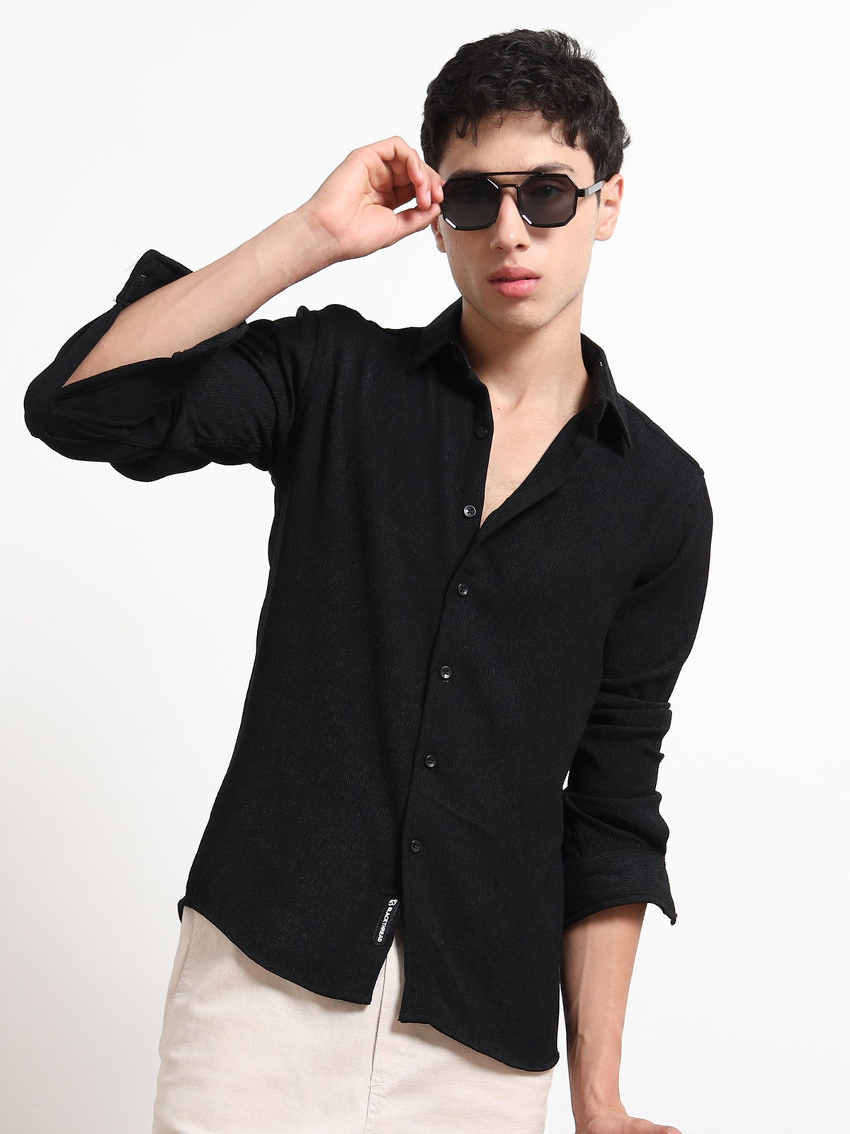 Full Sleeve Black Shirt Texture for Men