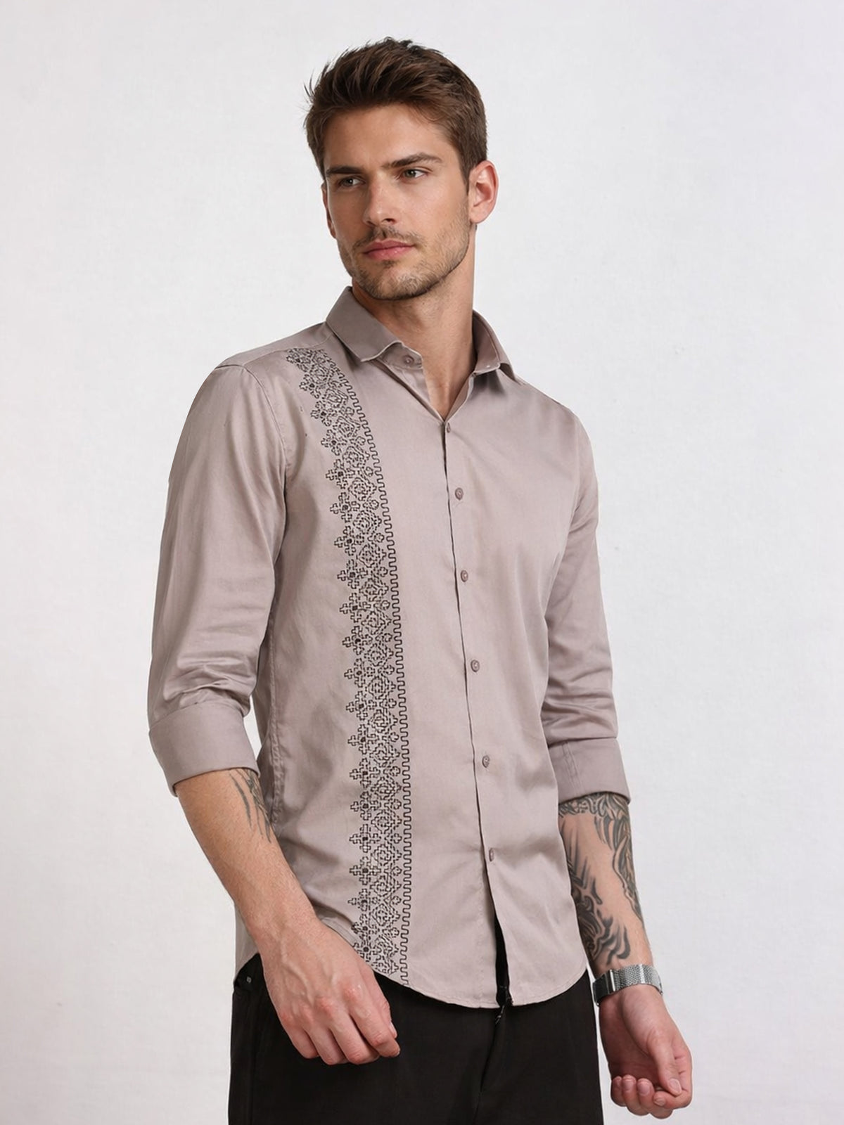 Men's Beige Embroidery
