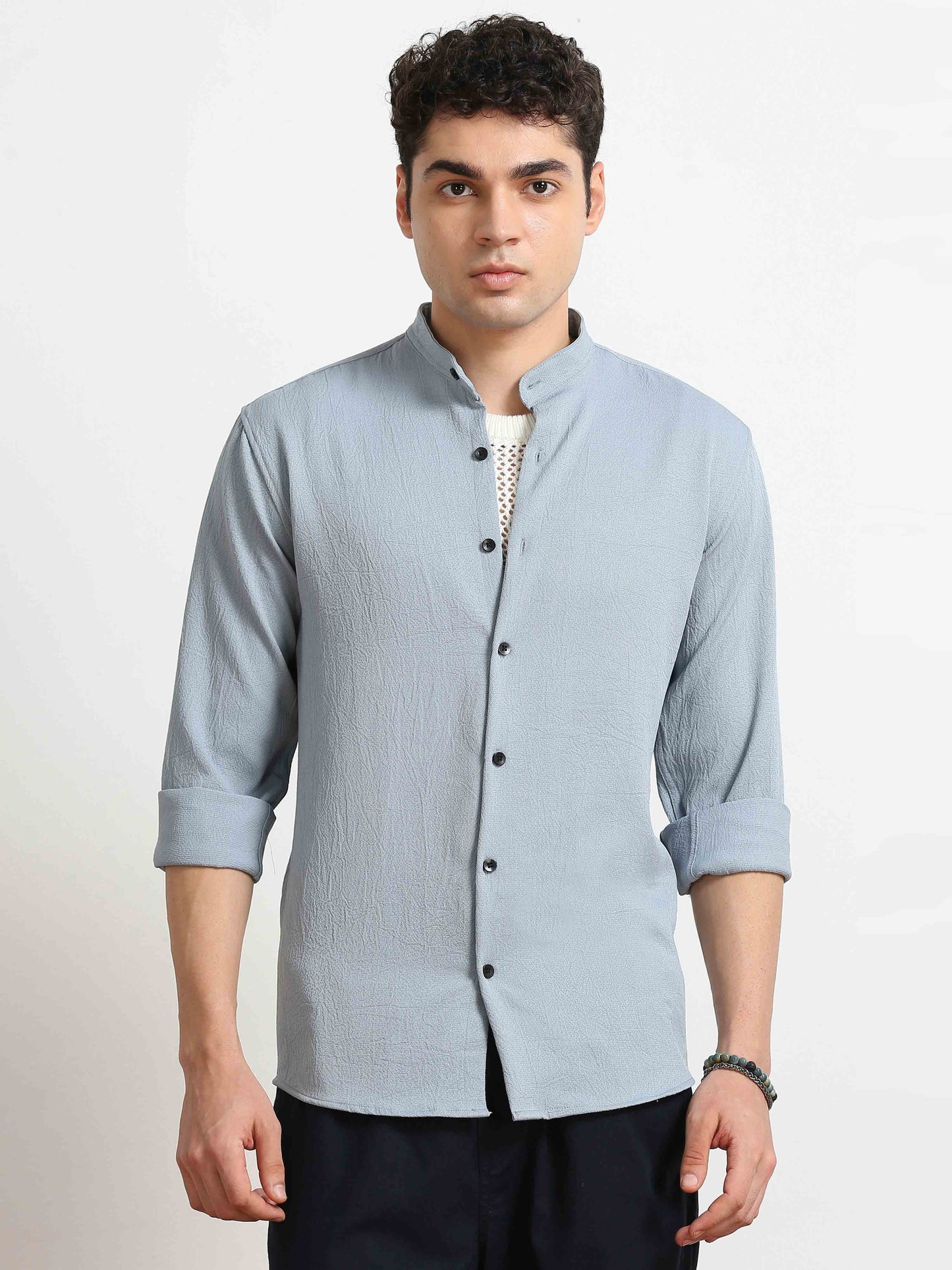 Blue Crush Texture Solid Shirt for Men