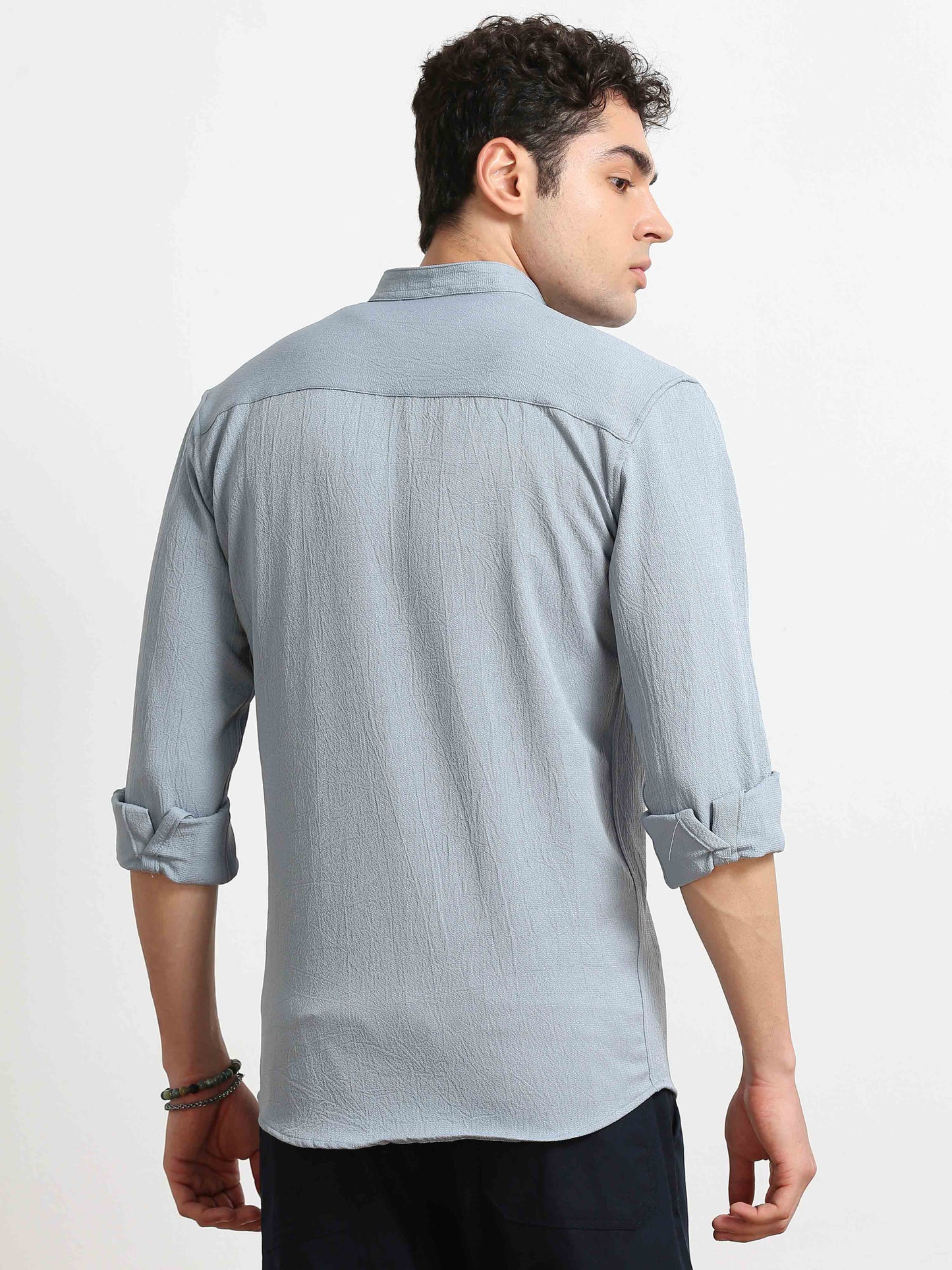 Blue Crush Texture Solid Shirt for Men