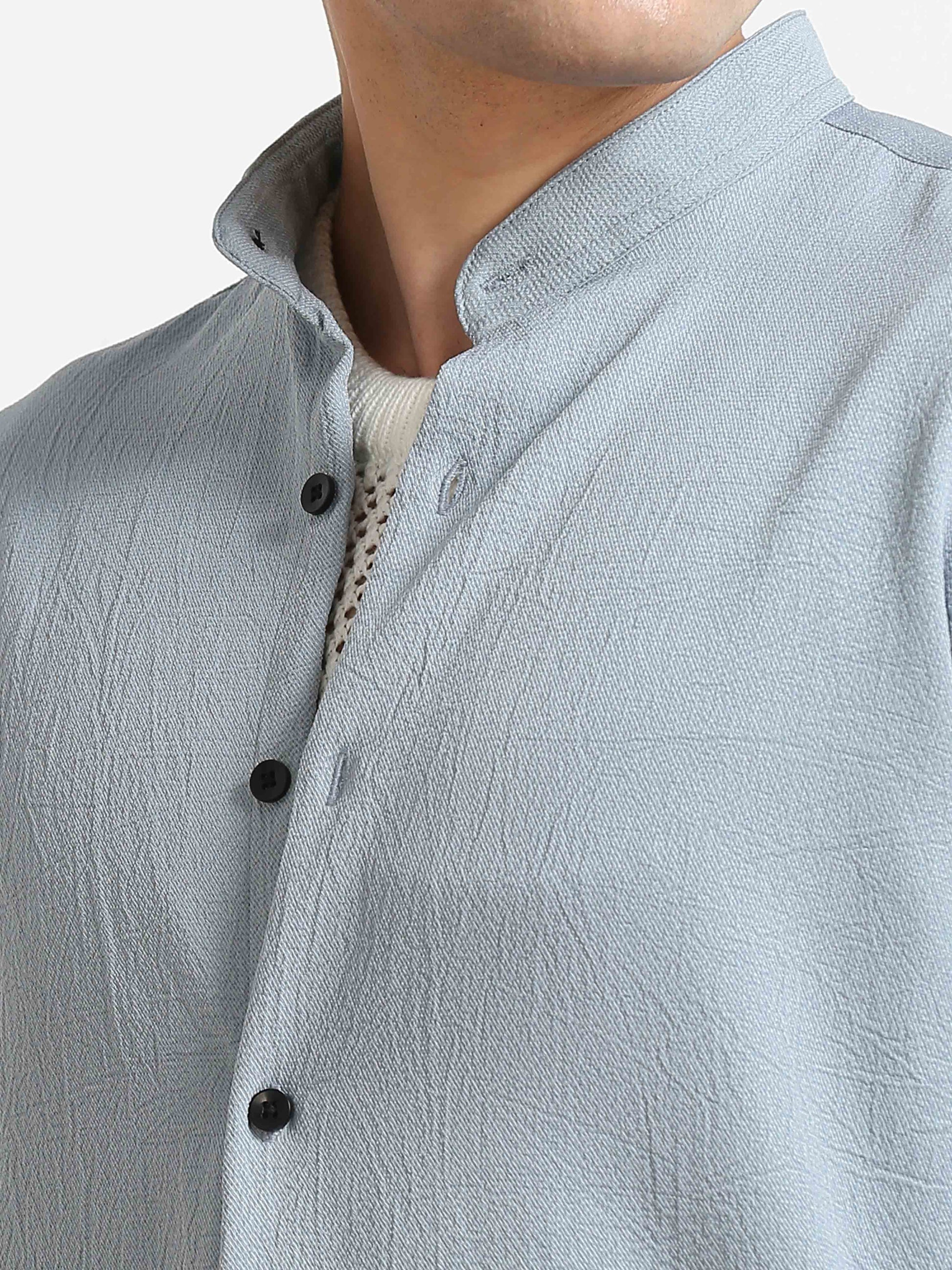 Blue Crush Texture Solid Shirt for Men