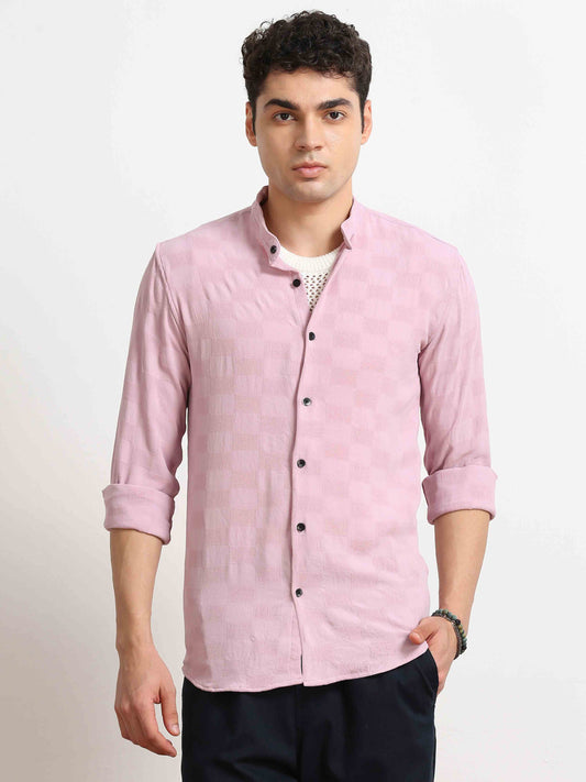 Pink Box Texture Solid Shirt For Men