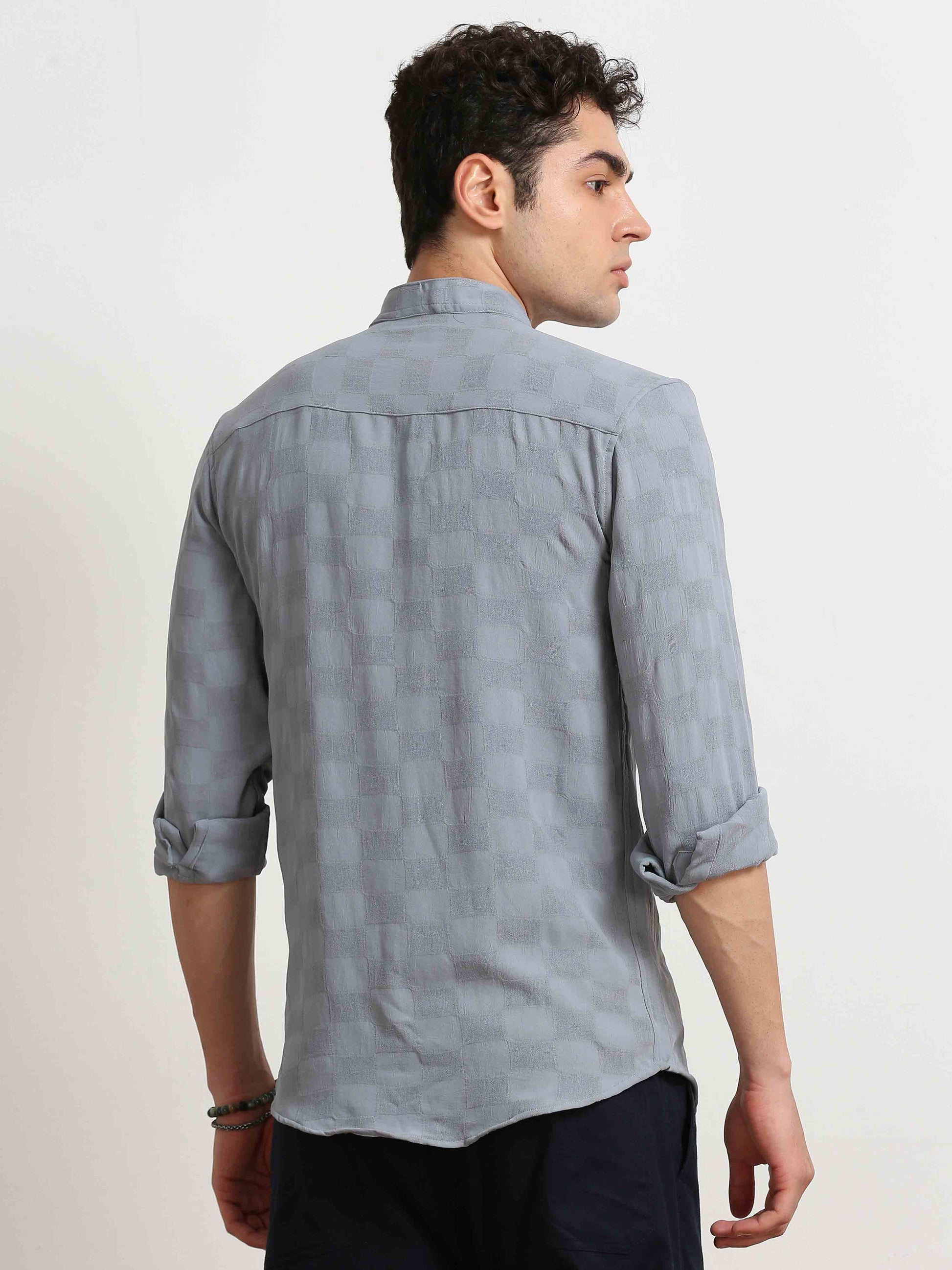 Grey Box Textured Printed Shirt for men