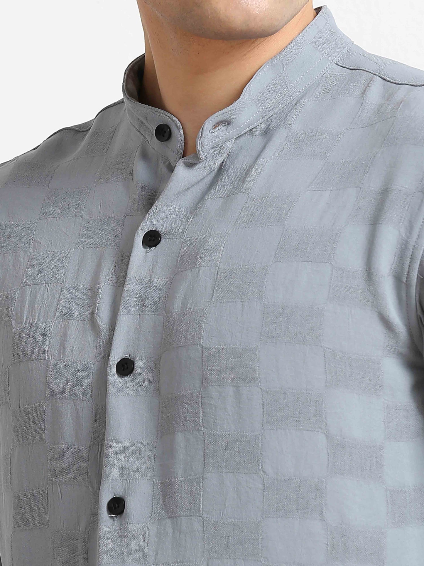 Grey Box Textured Printed Shirt for men