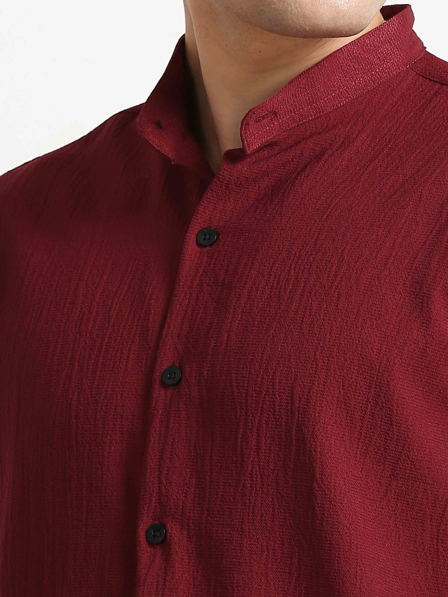 Maroon Crush Texture Solid Shirt For Men